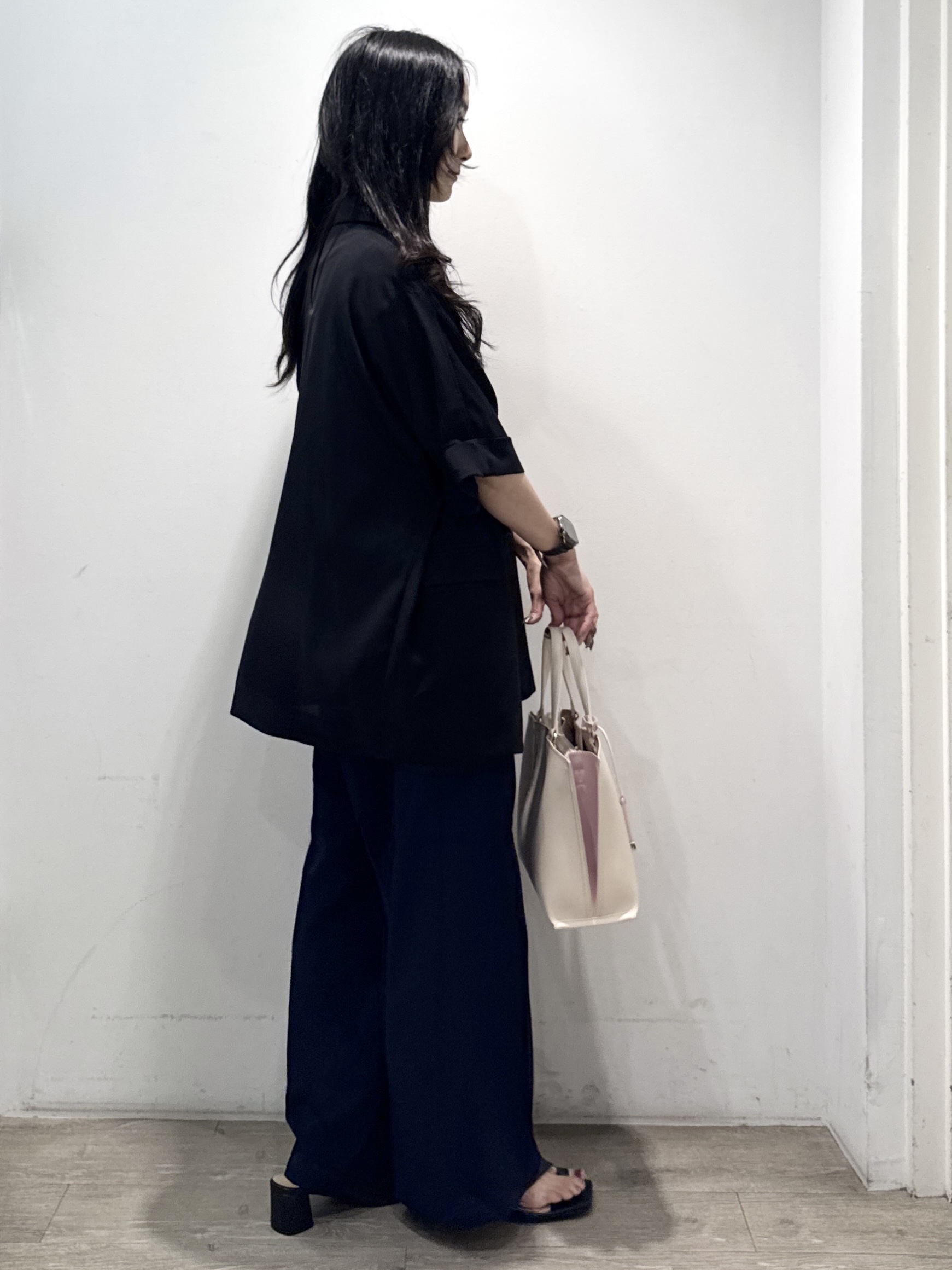 yuicciさんの「OPAQUE.CLIP｜【接触冷感／吸水速乾／防シワ】リネンライクテーラードジャケット《洗濯機OK》」を使ったコーディネート