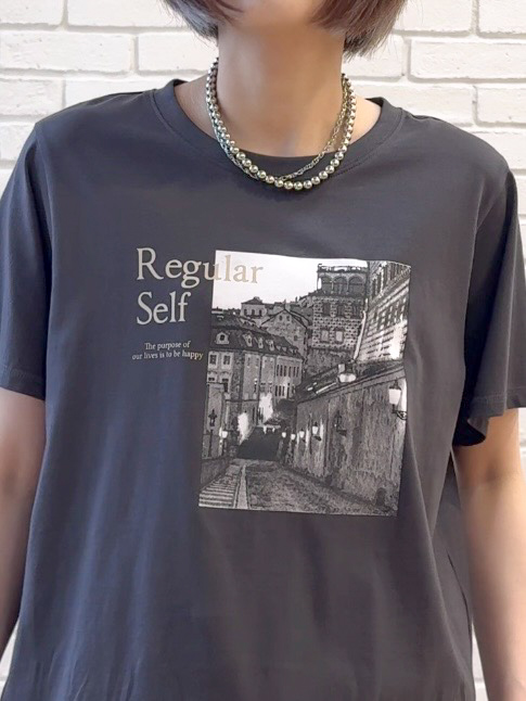 𝐜𝐡𝐢𝐤𝐚さんの「SHOO･LA･RUE｜【綿100%/ひんやり/S-LL/洗濯機可】選べる5柄 大人のこなれプリントTシャツ」を使ったコーディネート