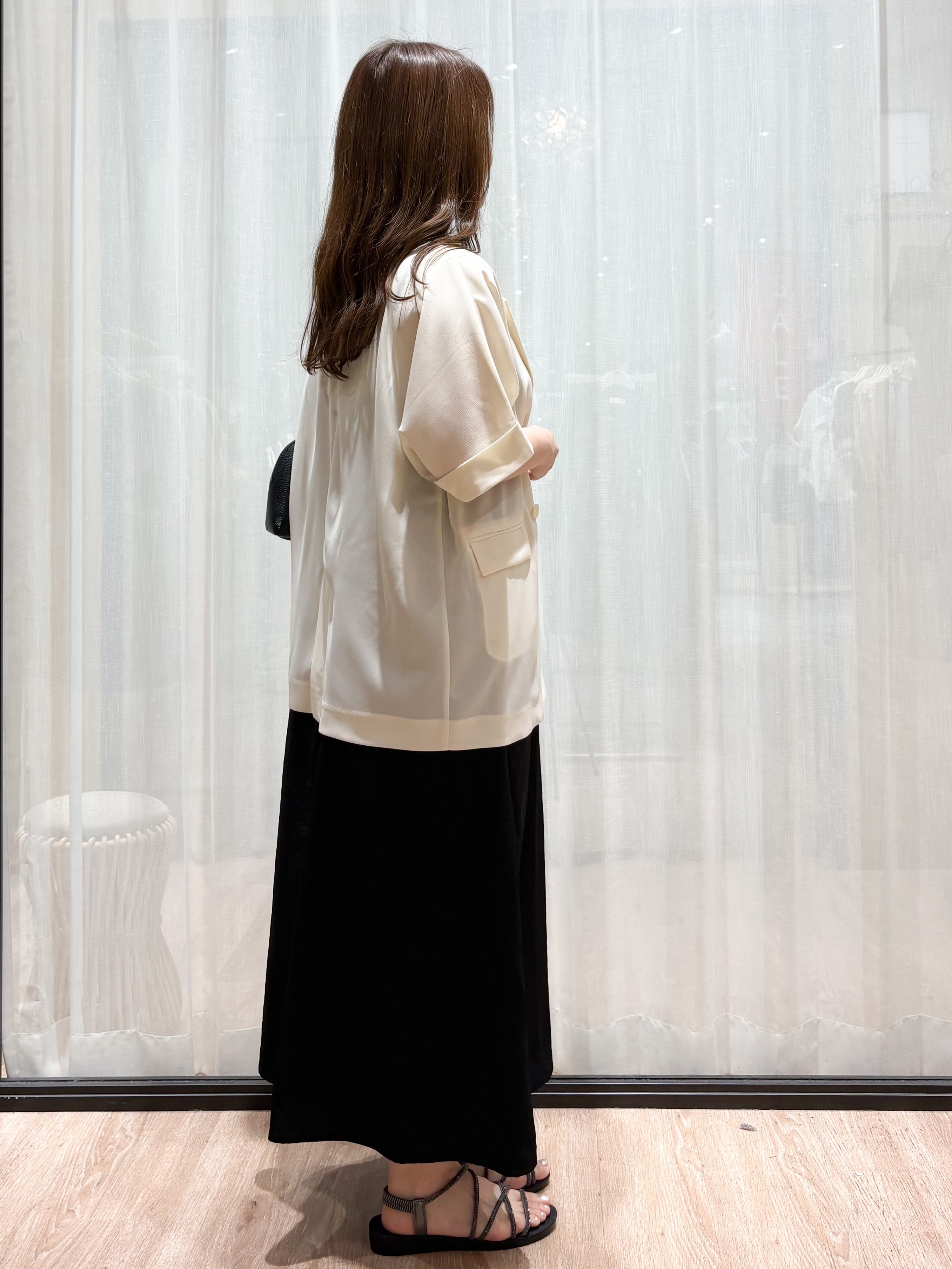 かなさんの「OPAQUE.CLIP｜【接触冷感／吸水速乾／防シワ】リネンライクテーラードジャケット《洗濯機OK》」を使ったコーディネート