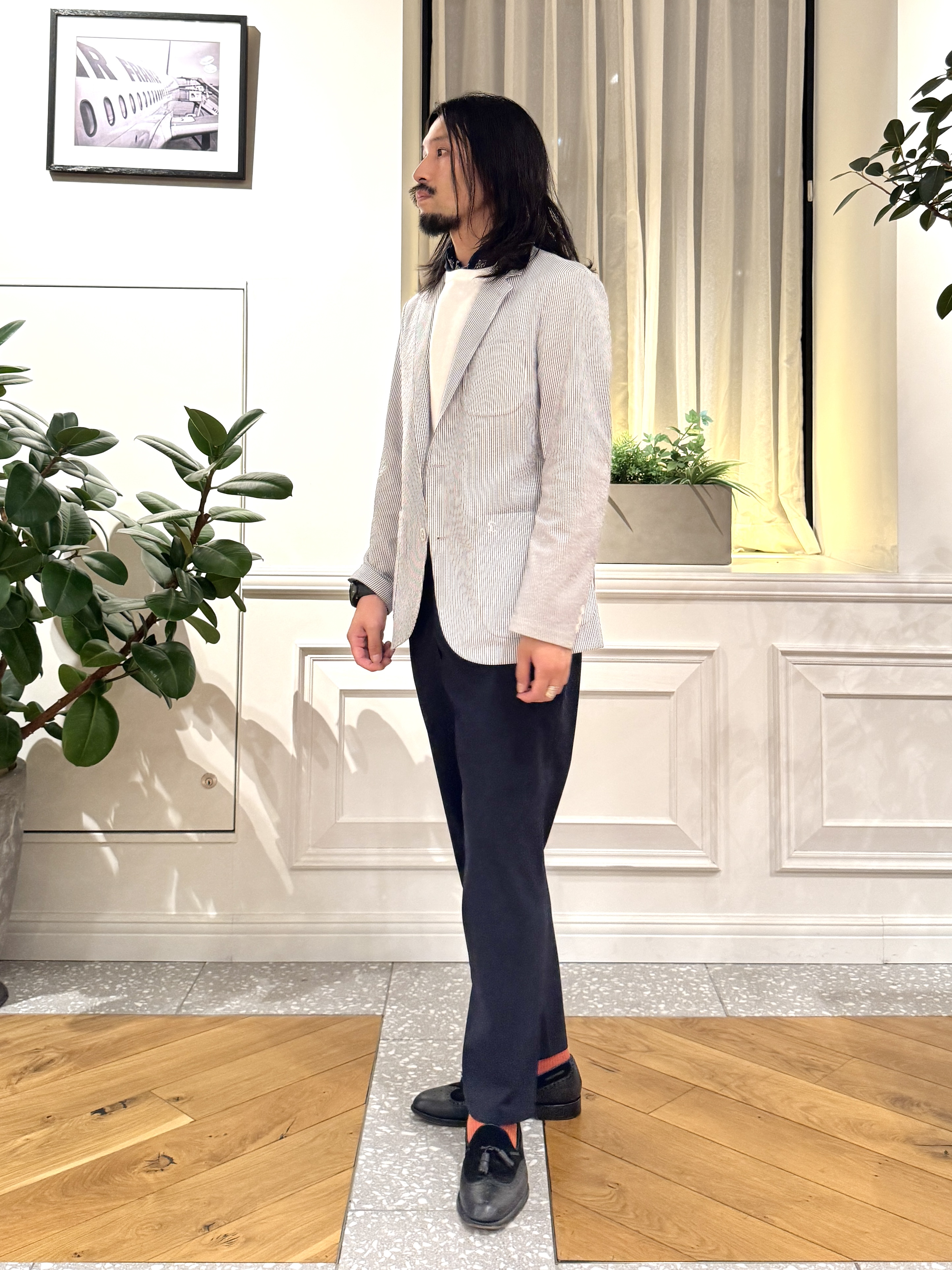 kawarataniさんの「DRESSTERIOR｜【吸湿速乾/セットアップ可/ウォッシャブル】COOLMAX シアサッカー サマージャケット」を使ったコーディネート