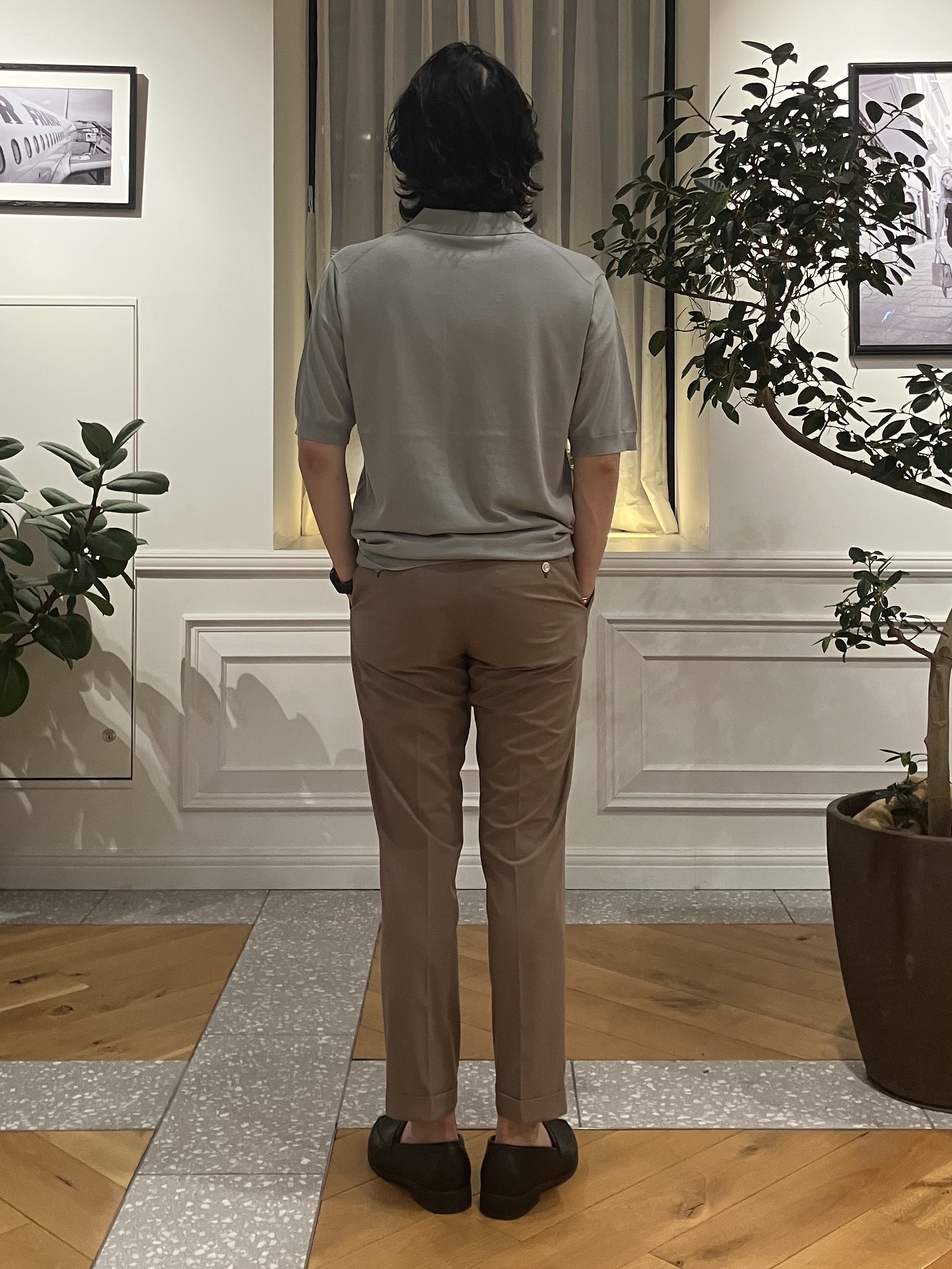 junyaさんの「DRESSTERIOR｜【ウォッシャブル】コットンシルク混 ニットポロシャツ」を使ったコーディネート