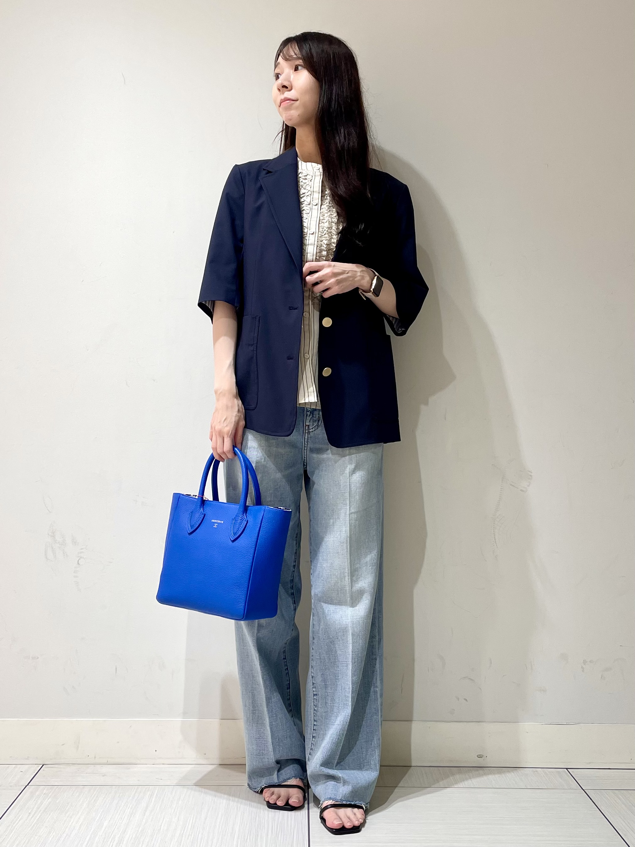 ことさんの「DRESSTERIOR｜ストライプフレンチスリーブフリルブラウス」を使ったコーディネート