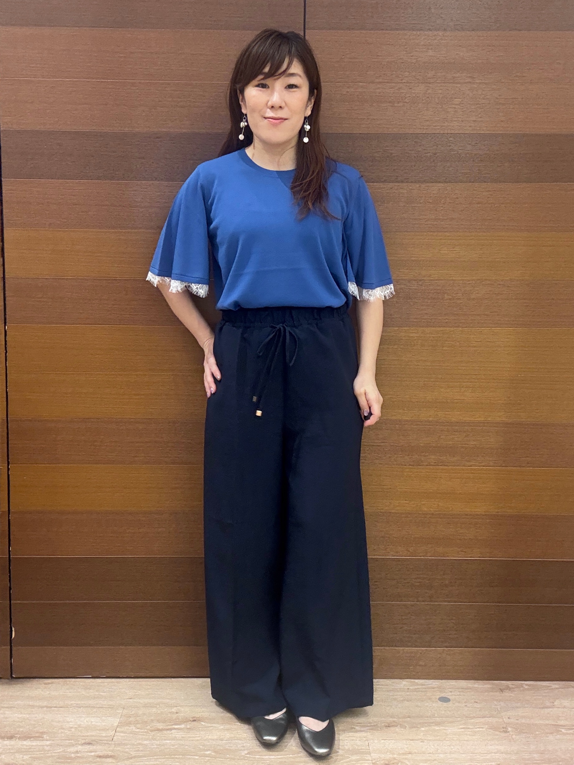 maichiさんの「OPAQUE.CLIP｜【遮熱性】袖口レース フレアスリーブニット《洗濯機OK／抗ピル》」を使ったコーディネート