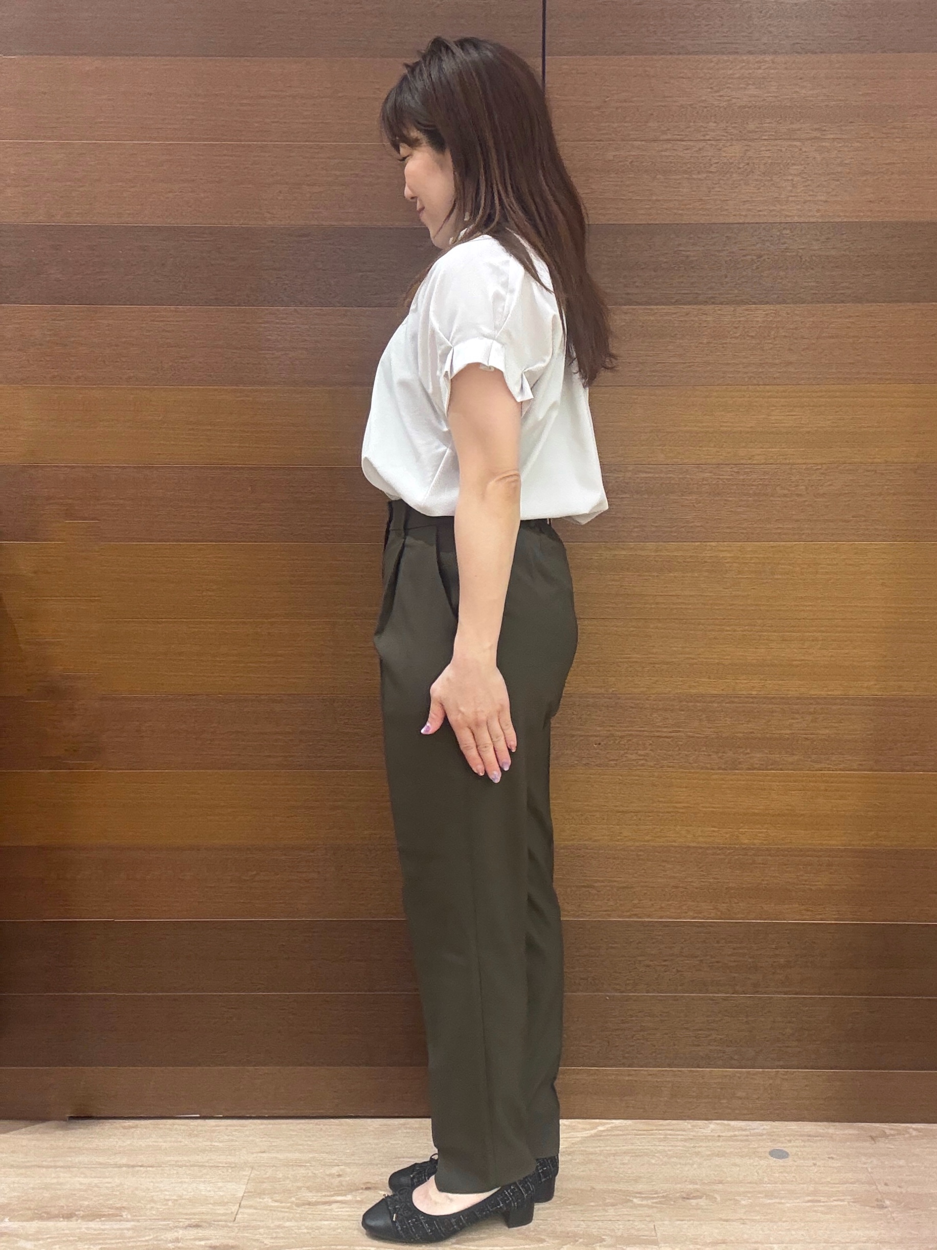 maichiさんの「OPAQUE.CLIP｜【接触冷感／吸水速乾】タックスキッパーブラウス《防シワ／イージーアイロン／洗濯機OK／9col》」を使ったコーディネート
