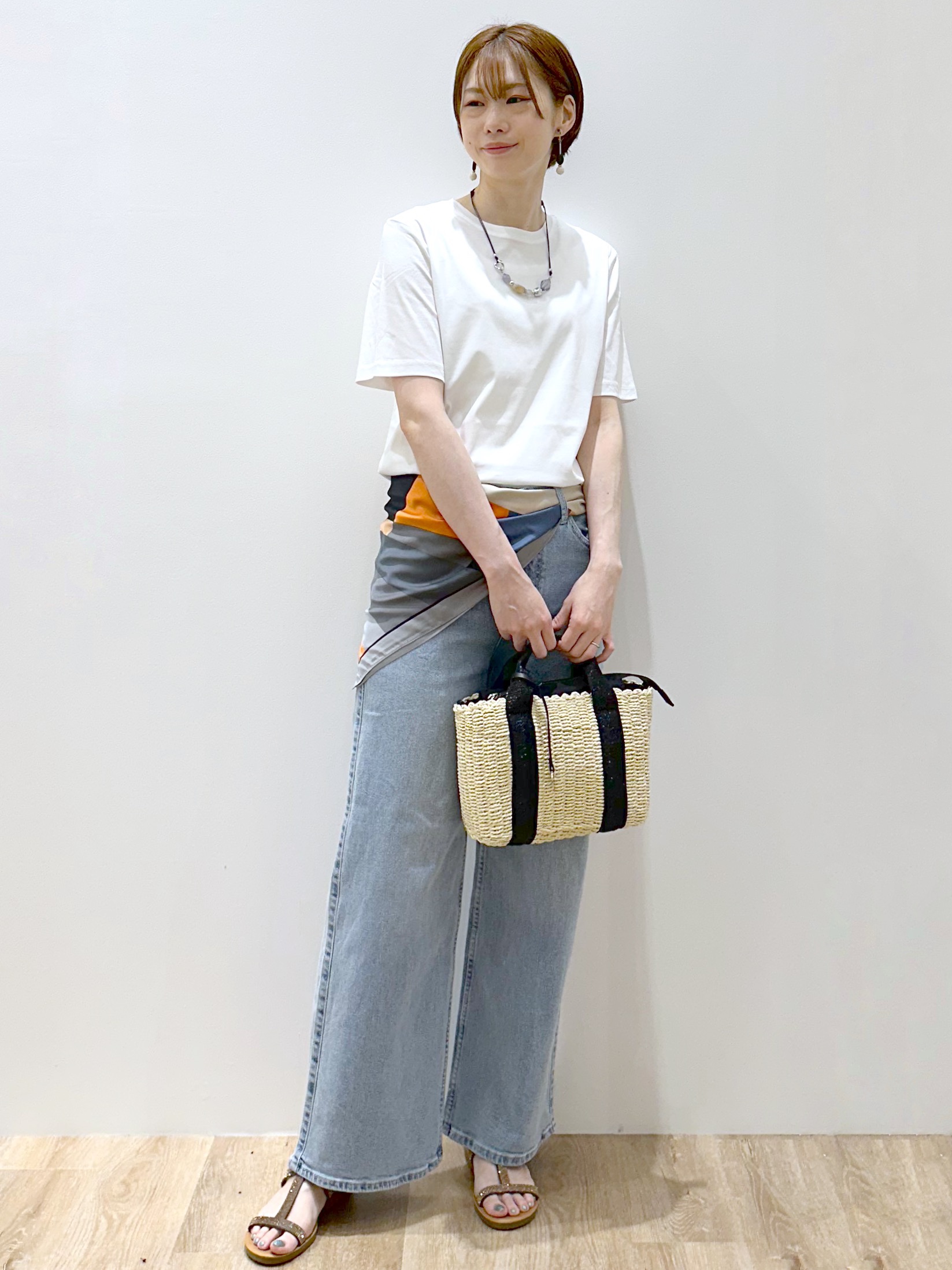 yurieさんの「OPAQUE.CLIP｜ベーシックTシャツ／オーガニックコットン混【洗濯機OK】」を使ったコーディネート