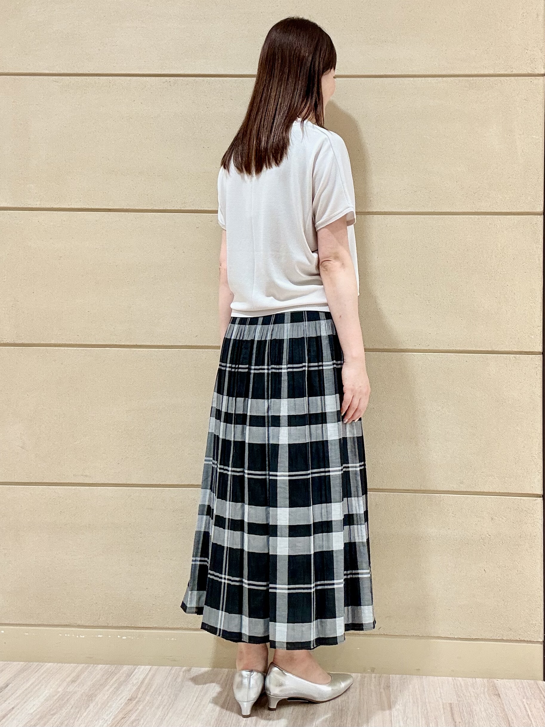 Marさんの「Reflect｜【二の腕カバー／手洗い可】ネックレース フレンチスリーブニット」を使ったコーディネート