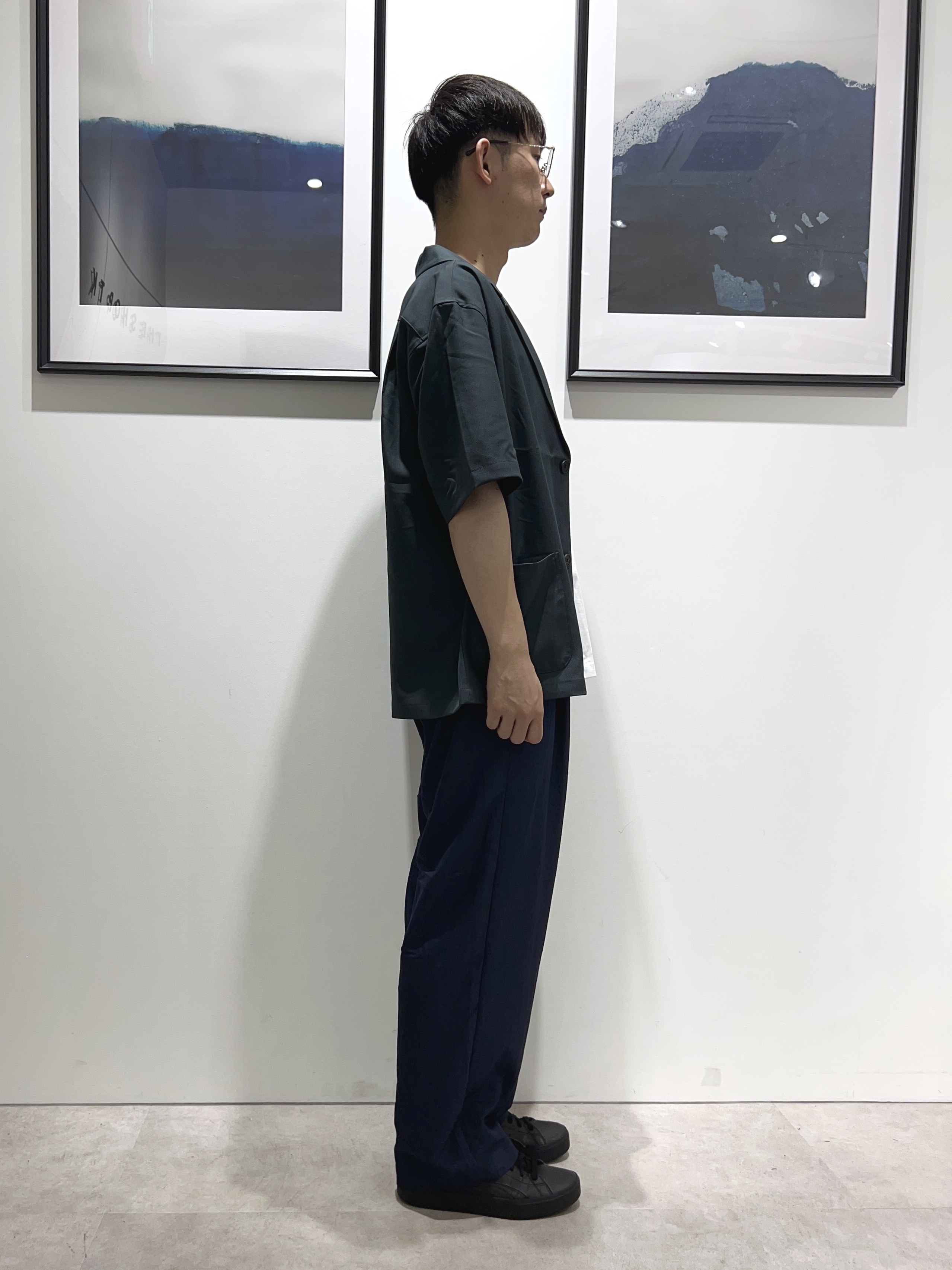。さんの「THE SHOP TK｜リラックスワイド 5分袖ジャケット セットアップ可／洗濯機OK」を使ったコーディネート
