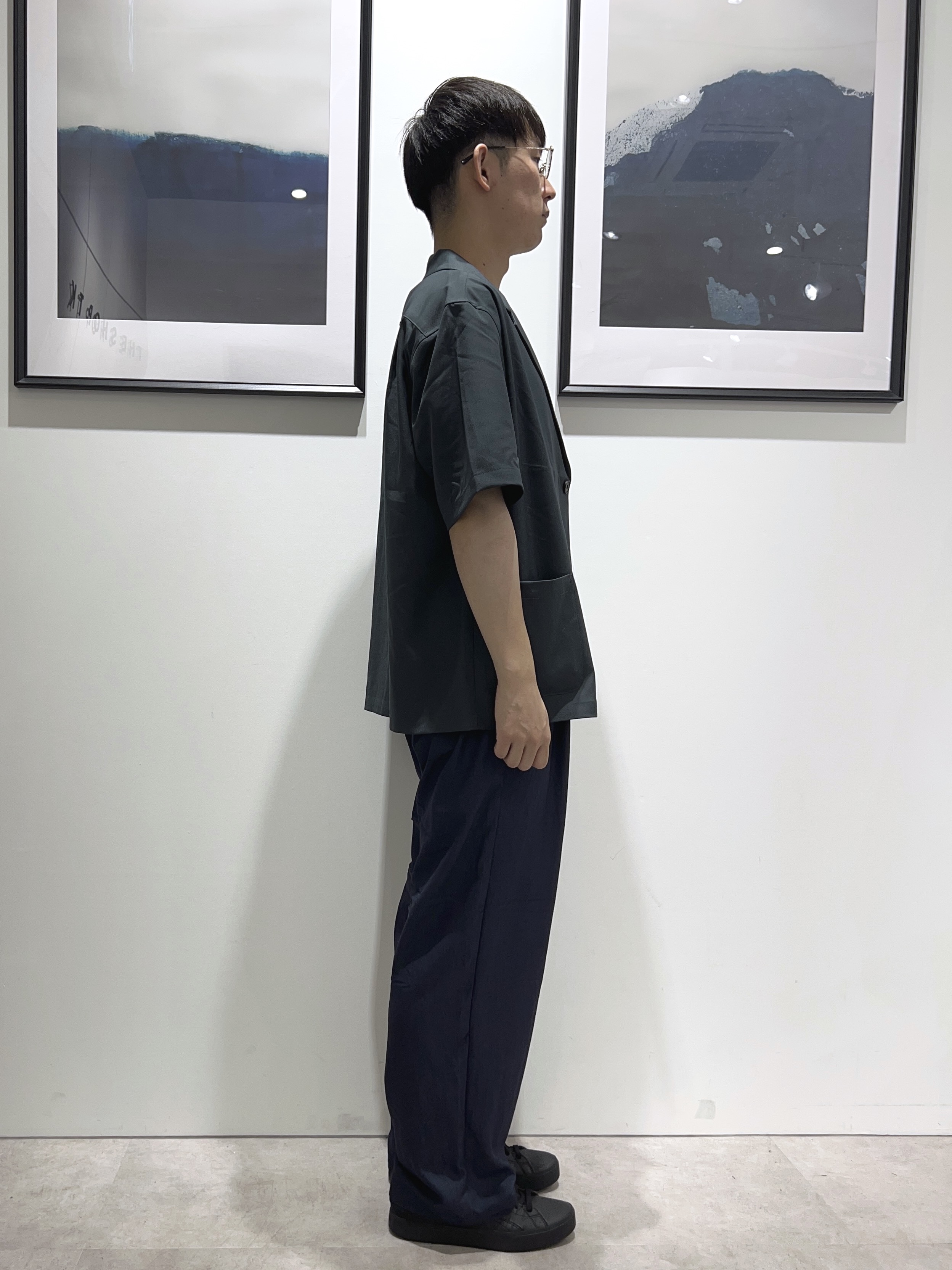 。さんの「THE SHOP TK｜リラックスワイド 5分袖ジャケット セットアップ可／洗濯機OK」を使ったコーディネート