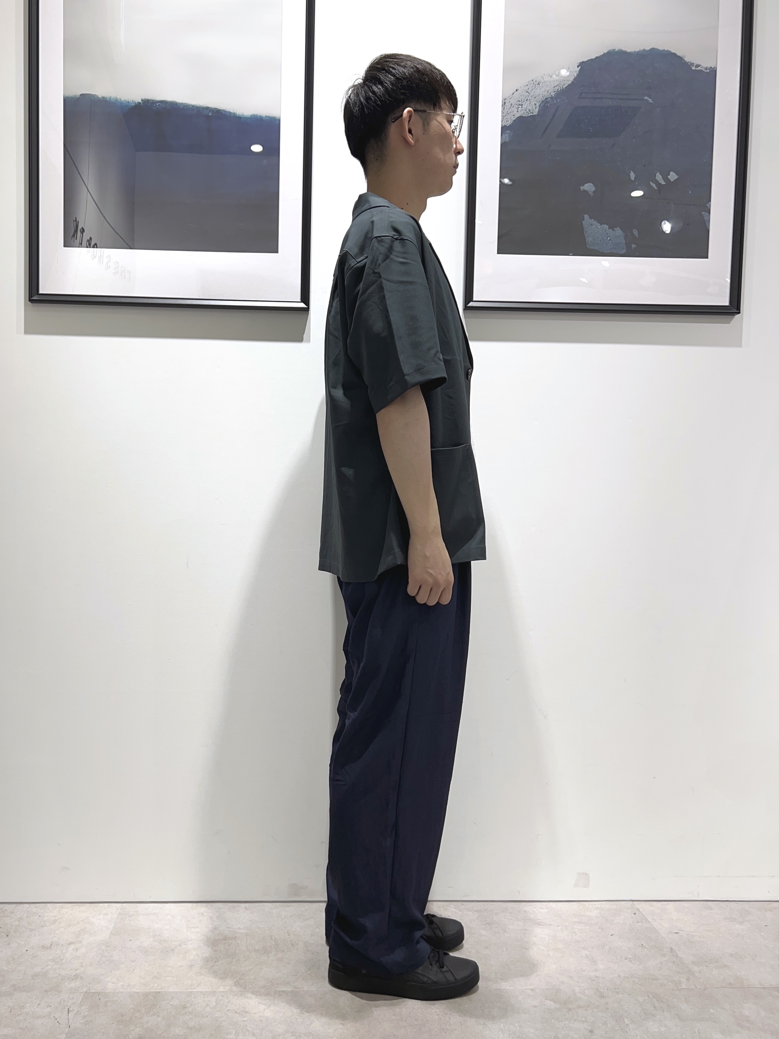。さんの「THE SHOP TK｜リラックスワイド 5分袖ジャケット セットアップ可／洗濯機OK」を使ったコーディネート