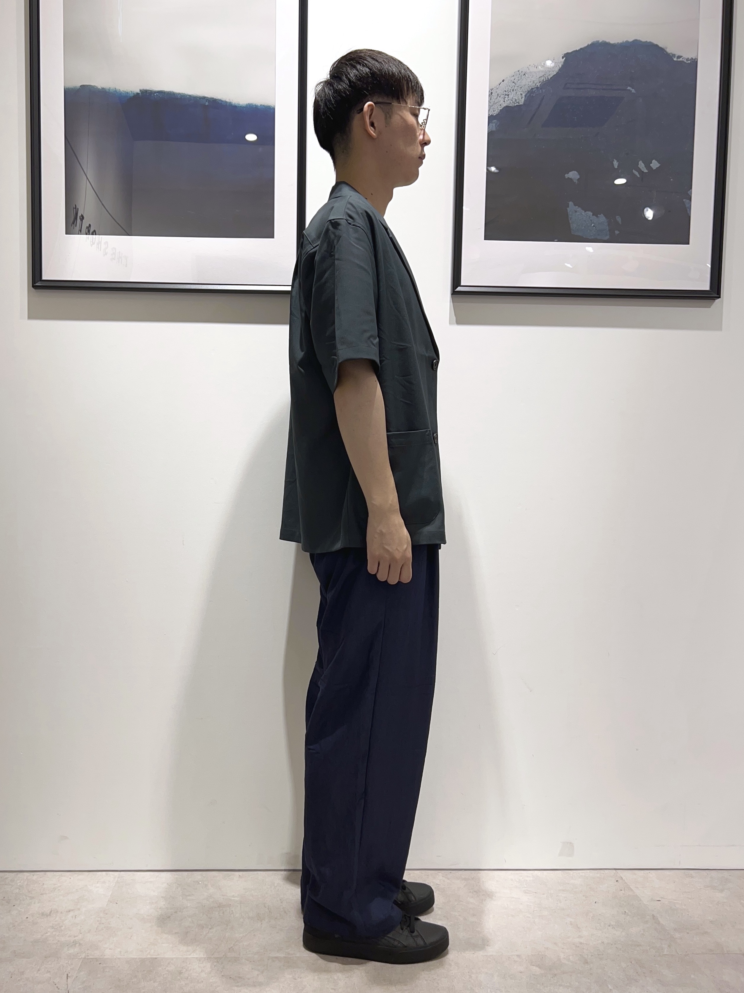。さんの「THE SHOP TK｜リラックスワイド 5分袖ジャケット セットアップ可／洗濯機OK」を使ったコーディネート