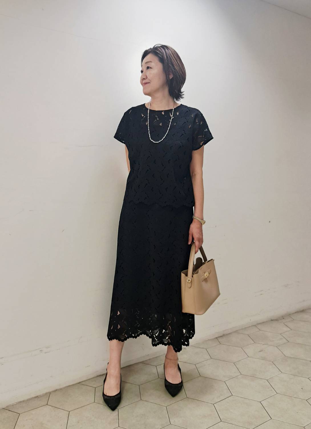 姉さんさんの「UNTITLED｜【セットアップ可/品のある透け感】リーフレースブラウス」を使ったコーディネート