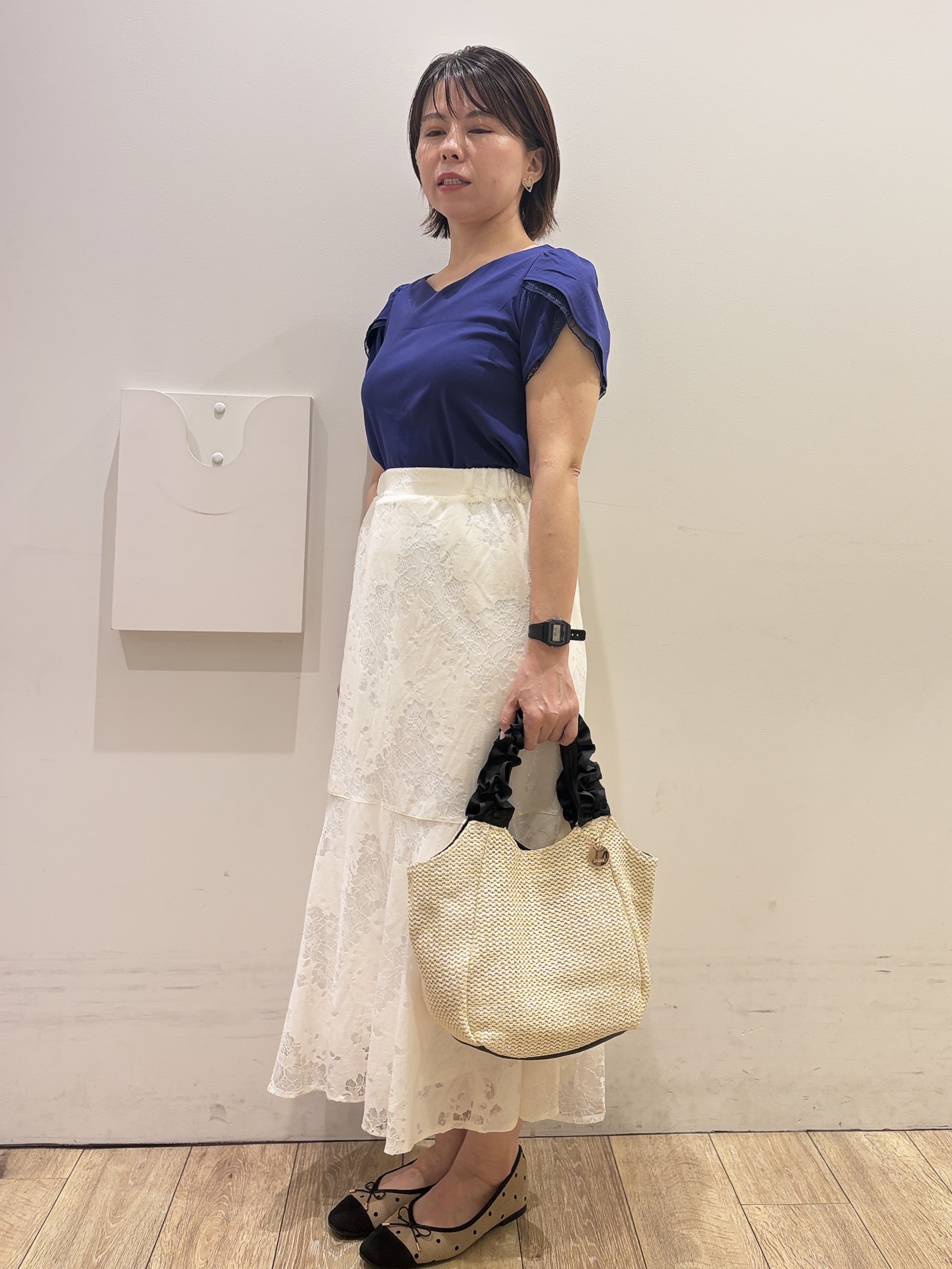 YUKOさんの「index｜【接触冷感／UVケア】ハートネックレースレイヤードトップス《洗濯機OK／6col》」を使ったコーディネート