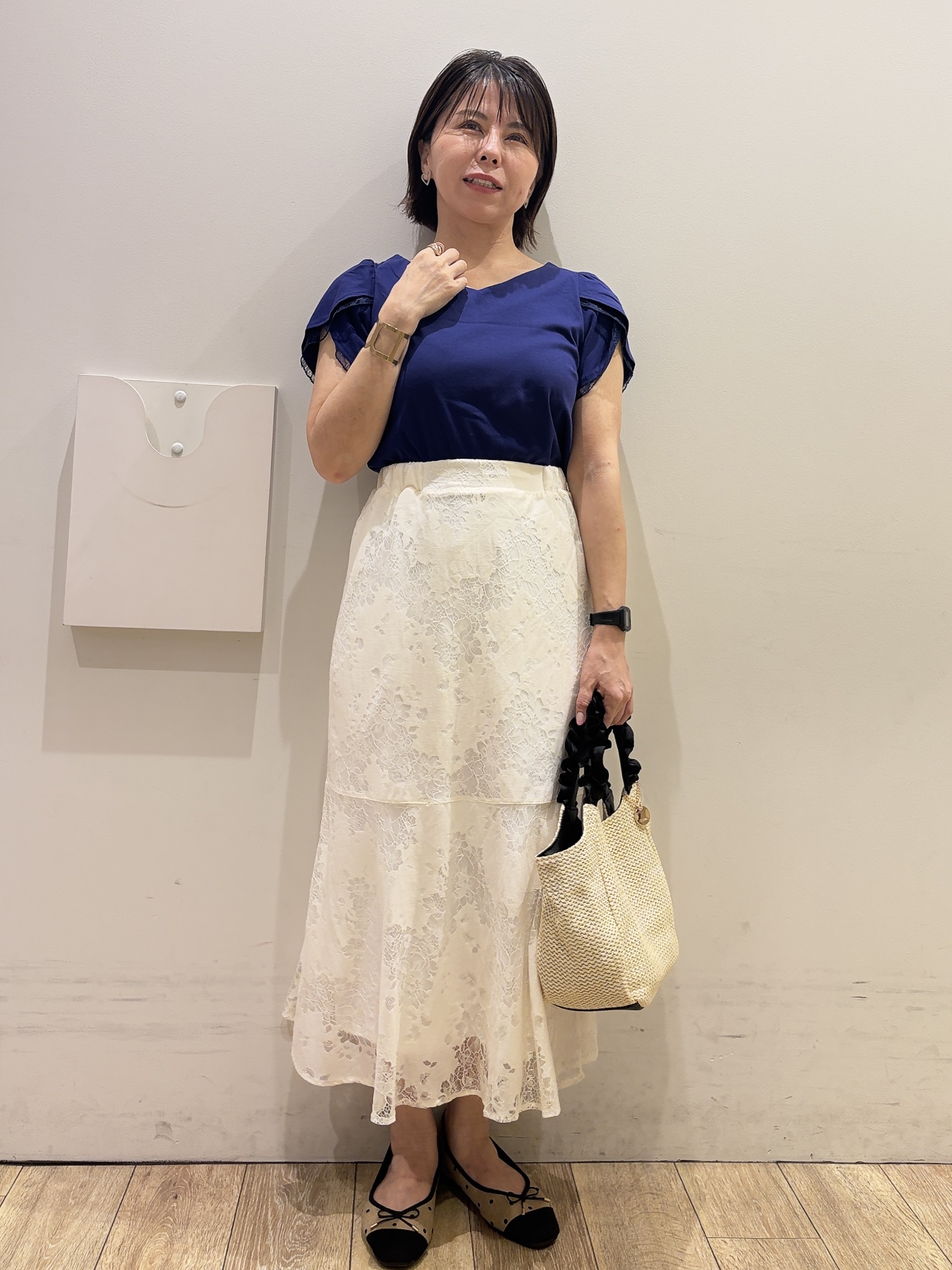 YUKOさんの「index｜【接触冷感／UVケア】ハートネックレースレイヤードトップス《洗濯機OK／6col》」を使ったコーディネート