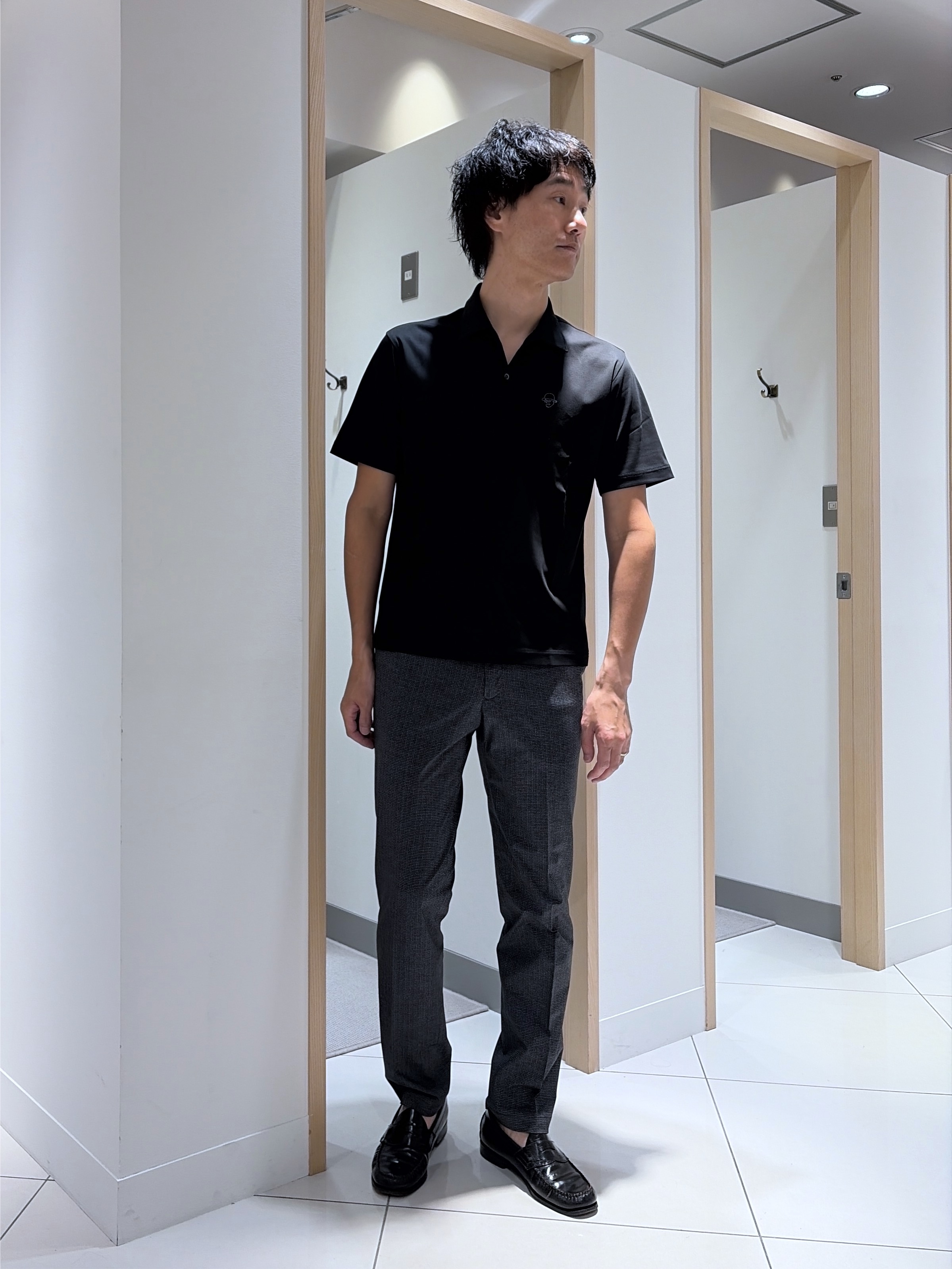 mutoさんの「TAKEO KIKUCHI｜【接触冷感】アイスクリアコットン ワンポイント ポロシャツ」を使ったコーディネート