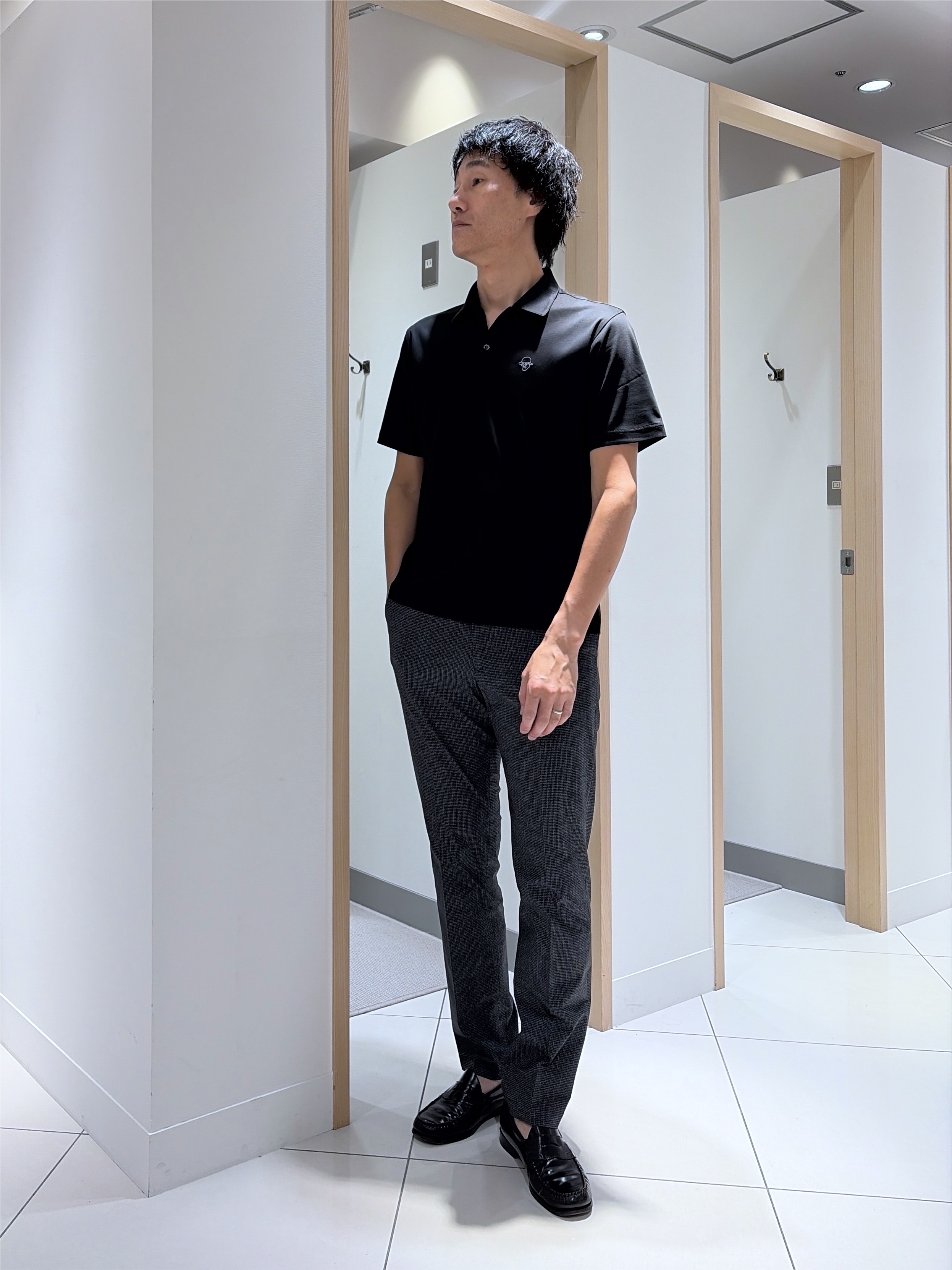 mutoさんの「TAKEO KIKUCHI｜【接触冷感】アイスクリアコットン ワンポイント ポロシャツ」を使ったコーディネート