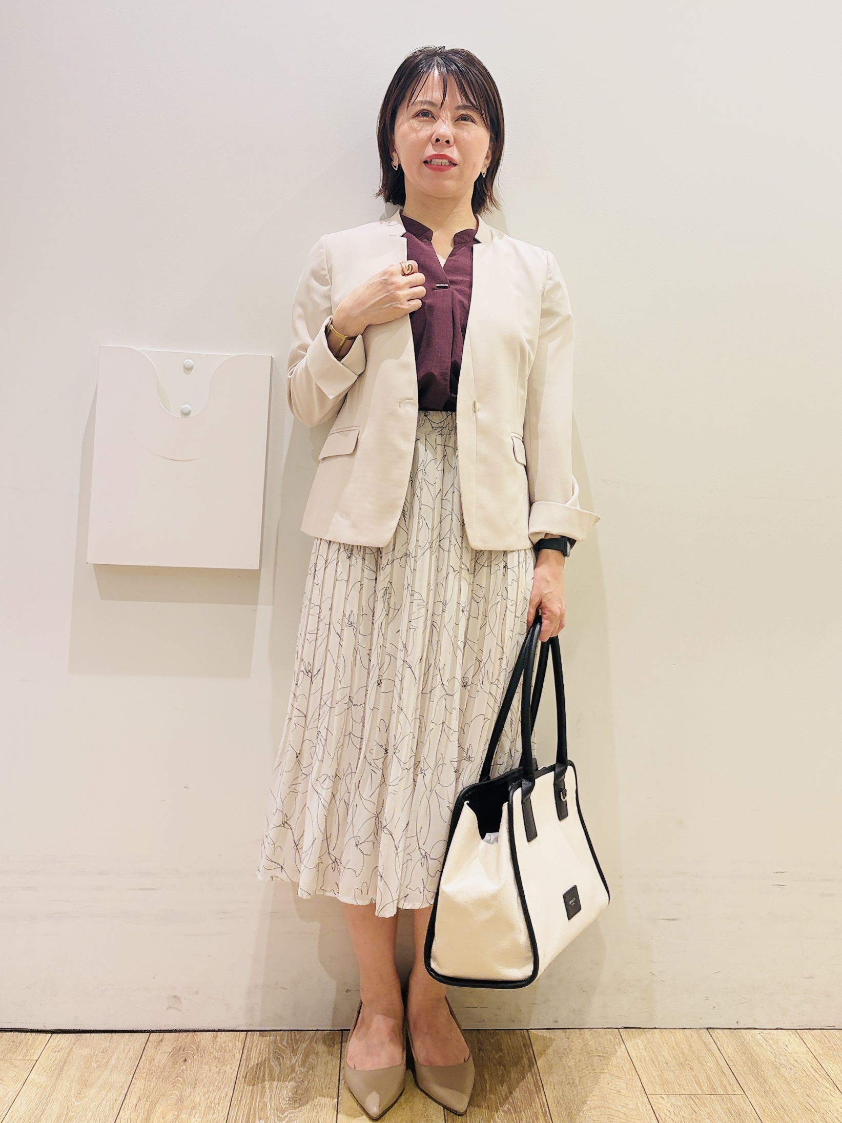YUKOさんの「index｜【接触冷感／吸水速乾】ノーカラージャケット／セットアップ対応可《洗える／防シワ／ストレッチ》」を使ったコーディネート