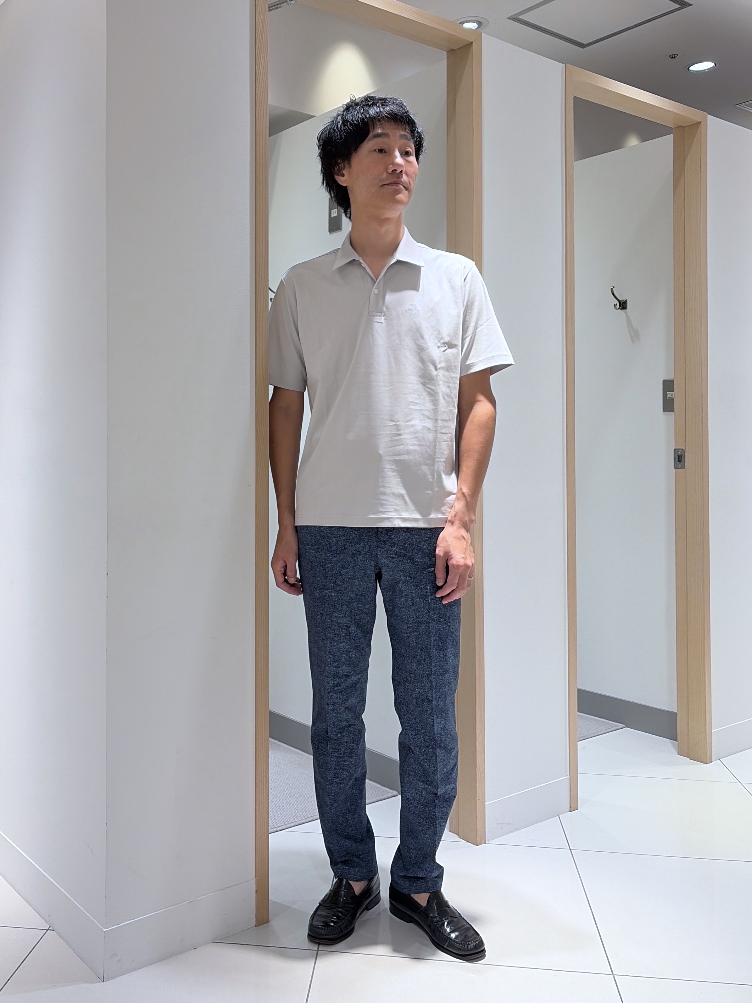 mutoさんの「TAKEO KIKUCHI｜【接触冷感】アイスクリアコットン ワンポイント ポロシャツ」を使ったコーディネート
