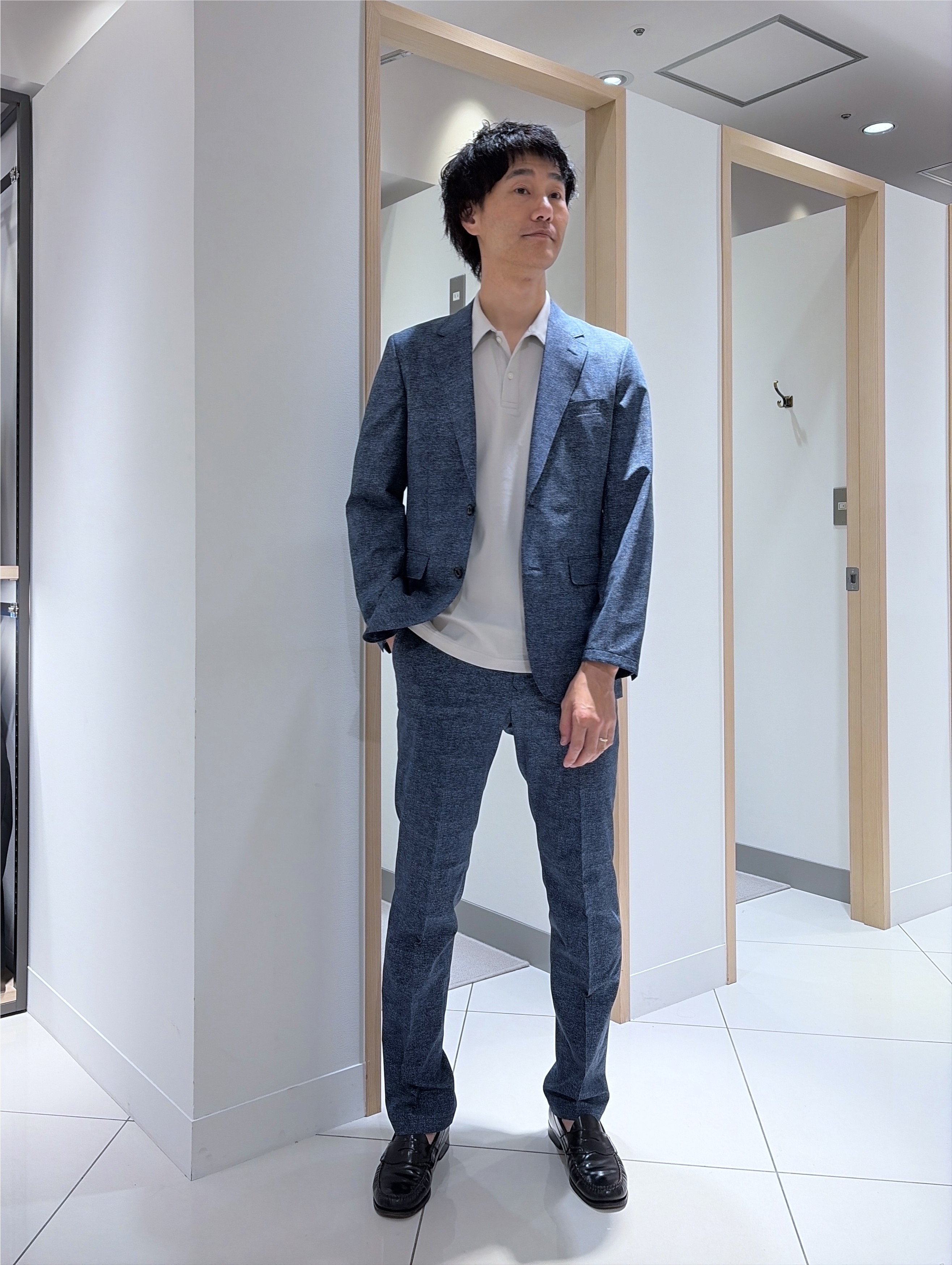 mutoさんの「TAKEO KIKUCHI｜【抗菌防臭】COOL DOTS（R）ドビープリント パンツ」を使ったコーディネート