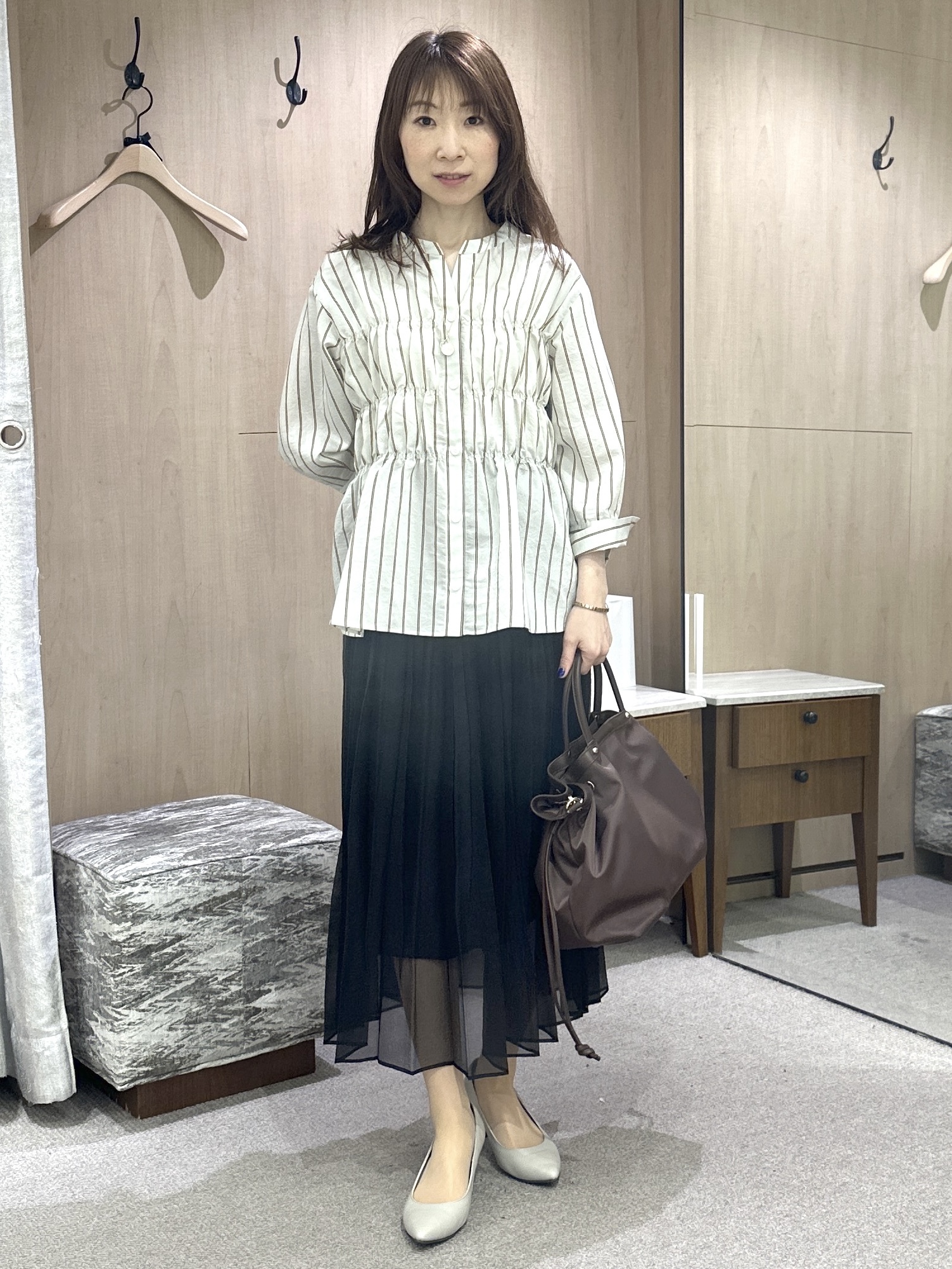 Miwaさんの「UNTITLED｜ストライプシャーリングブラウス」を使ったコーディネート