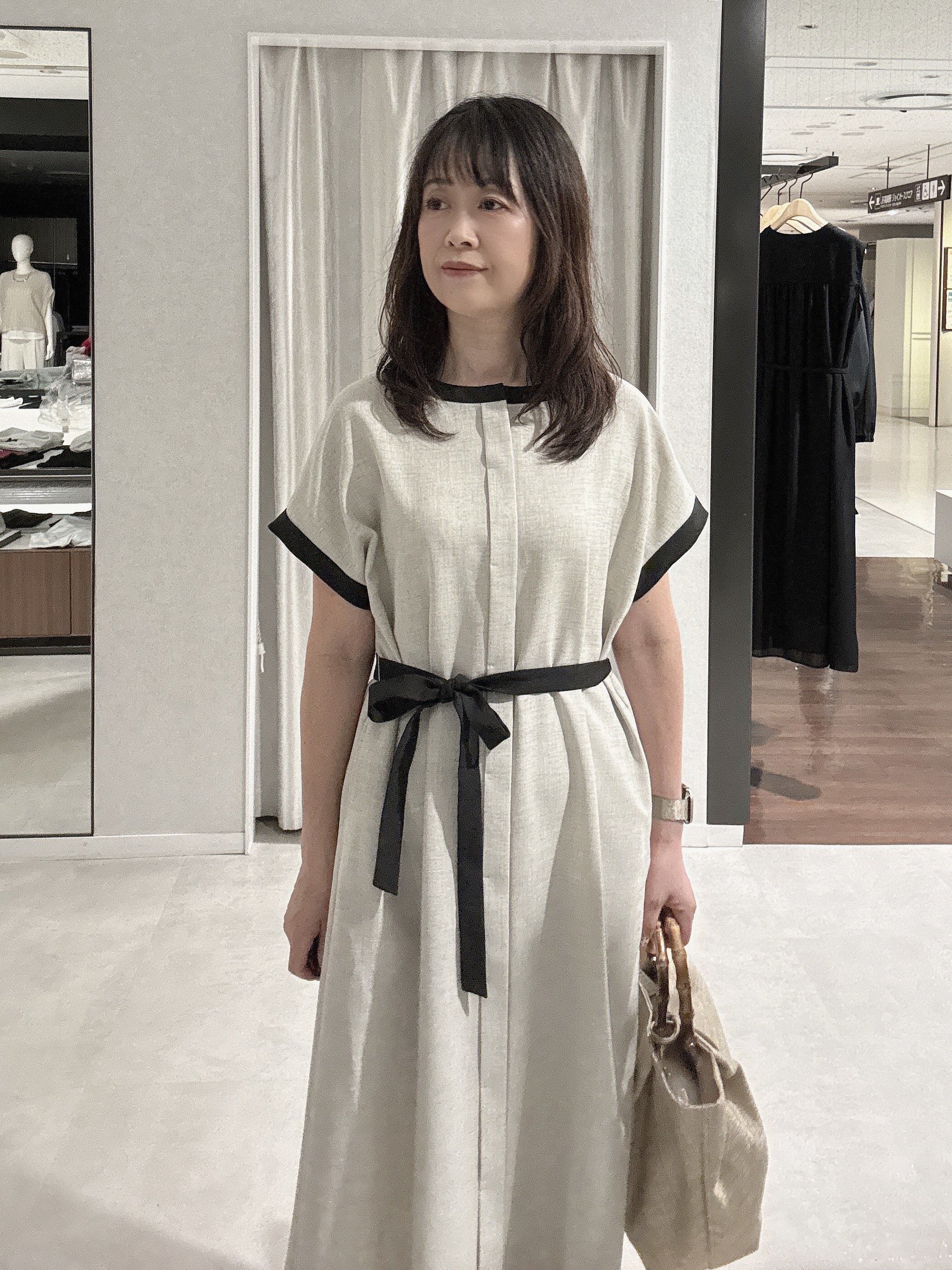 makiさんの「UNTITLED｜【接触冷感/UVカット/イージーケア】配色ラインワンピース」を使ったコーディネート