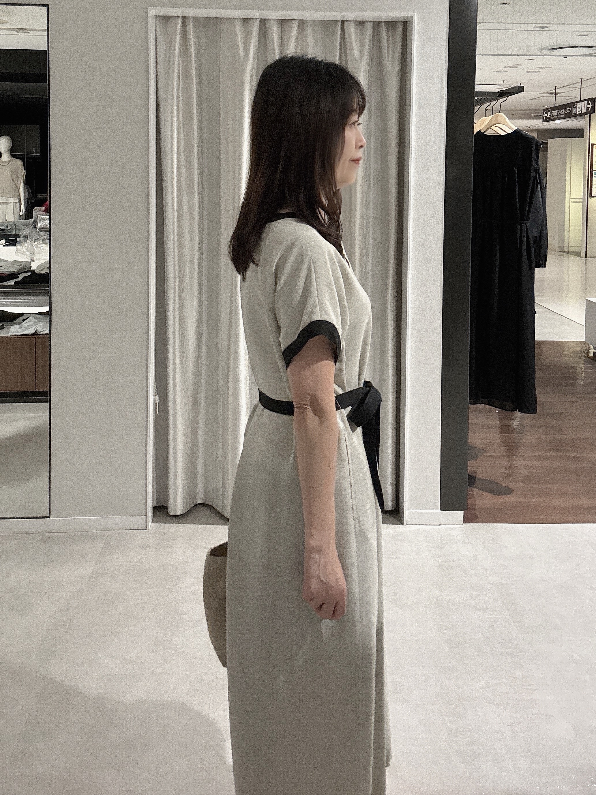 makiさんの「UNTITLED｜【接触冷感/UVカット/イージーケア】配色ラインワンピース」を使ったコーディネート