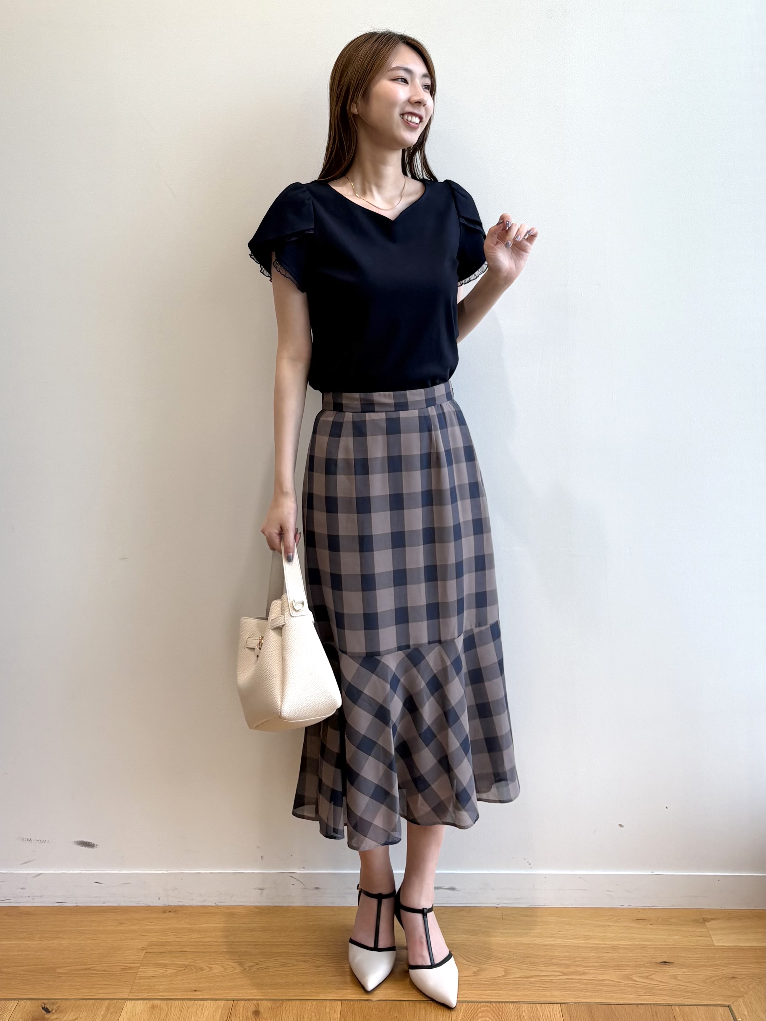 めぐさんの「index｜【接触冷感／UVケア】ハートネックレースレイヤードトップス《洗濯機OK／6col》」を使ったコーディネート