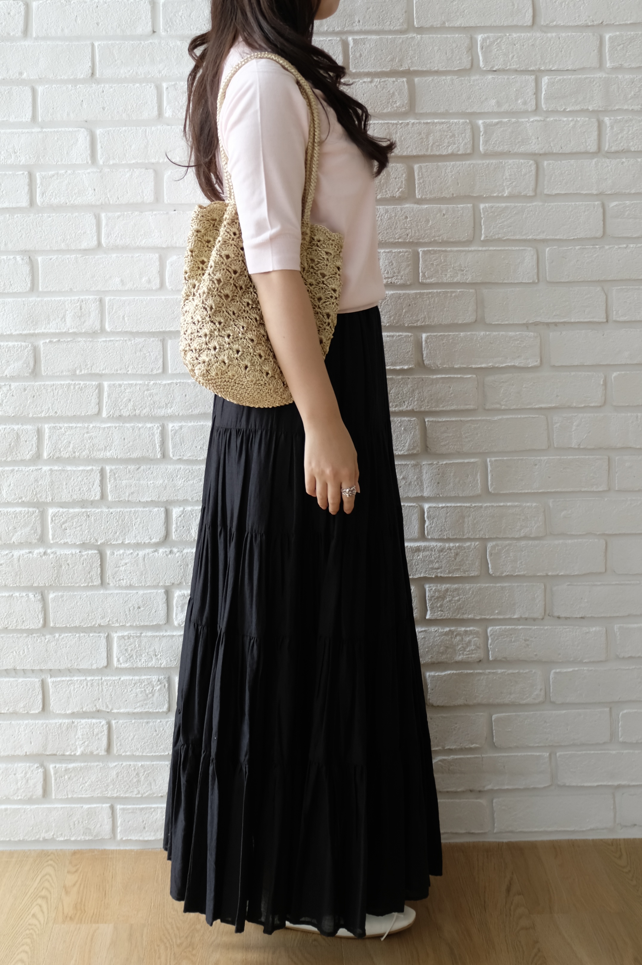 NAさんの「DRESSTERIOR｜【ウォッシャブル】コットンシルクハーフスリーブニット」を使ったコーディネート