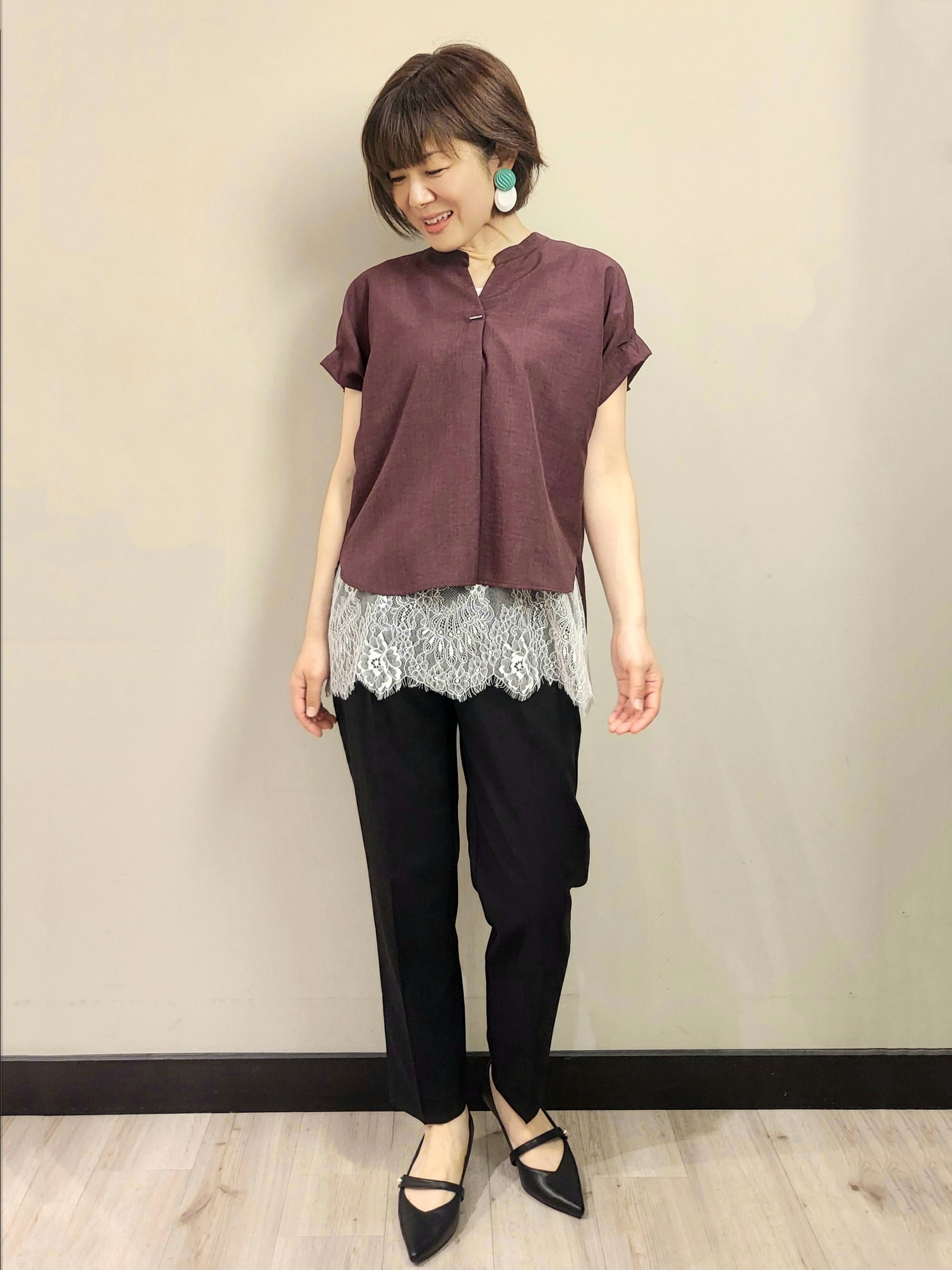 MAKIさんの「index｜【接触冷感／吸水速乾】タックスキッパーブラウス《防シワ／イージーアイロン／洗濯機OK／9col》」を使ったコーディネート