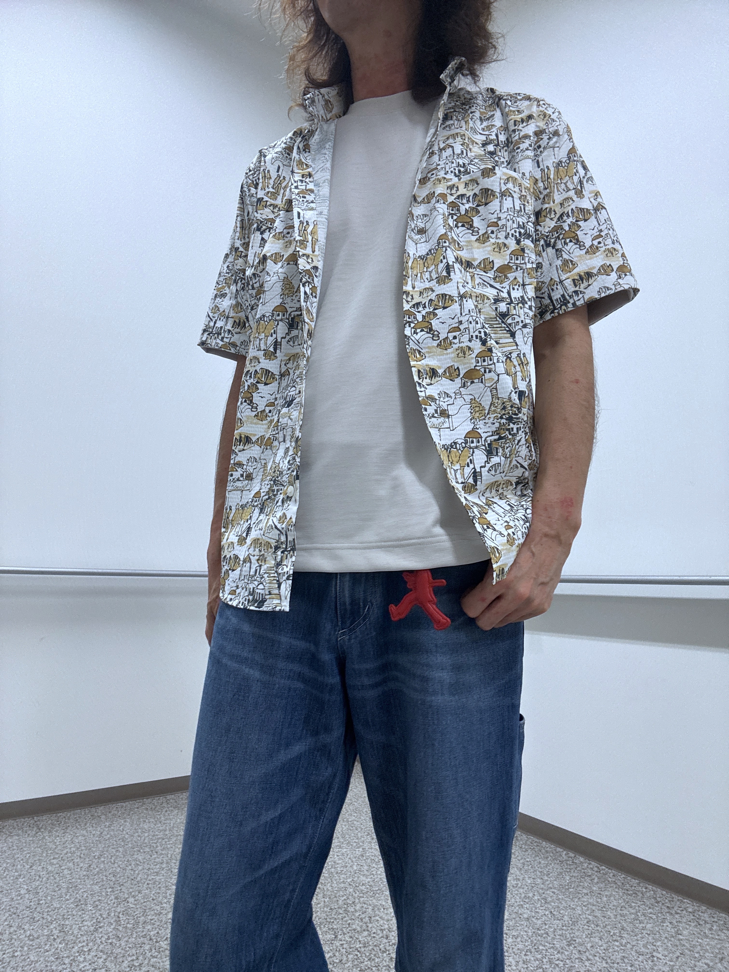 おーのさんの「TAKEO KIKUCHI｜【日本製】JFP DotAir（R）リゾートプリント半袖シャツ」を使ったコーディネート