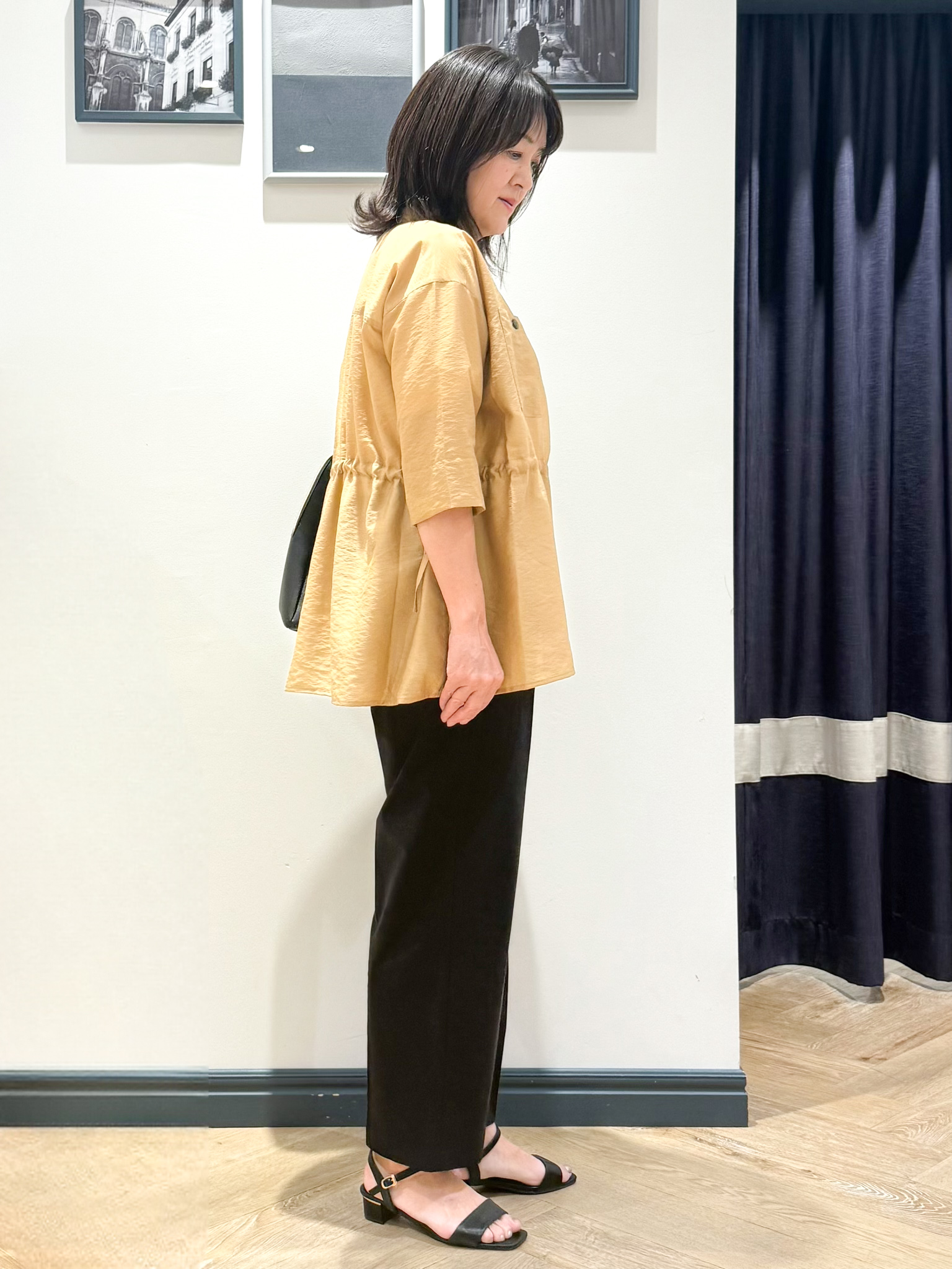 Lilyさんの「grove｜5分袖ver登場！【体型カバー・洗える】シアーサファリシャツジャケット」を使ったコーディネート