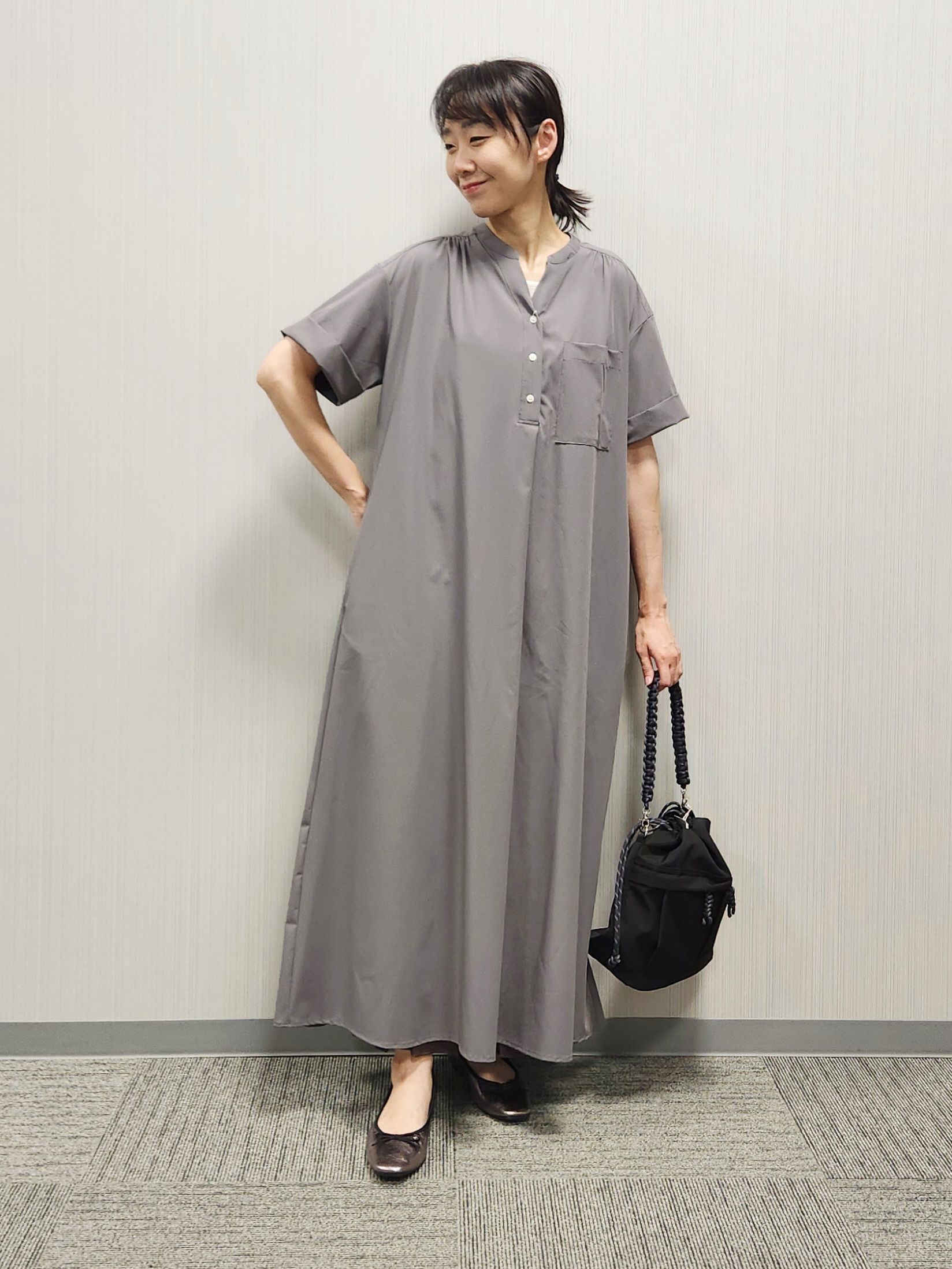 naraさんの「Dessin｜【接触冷感/UVカット】バンドカラーワンピース」を使ったコーディネート