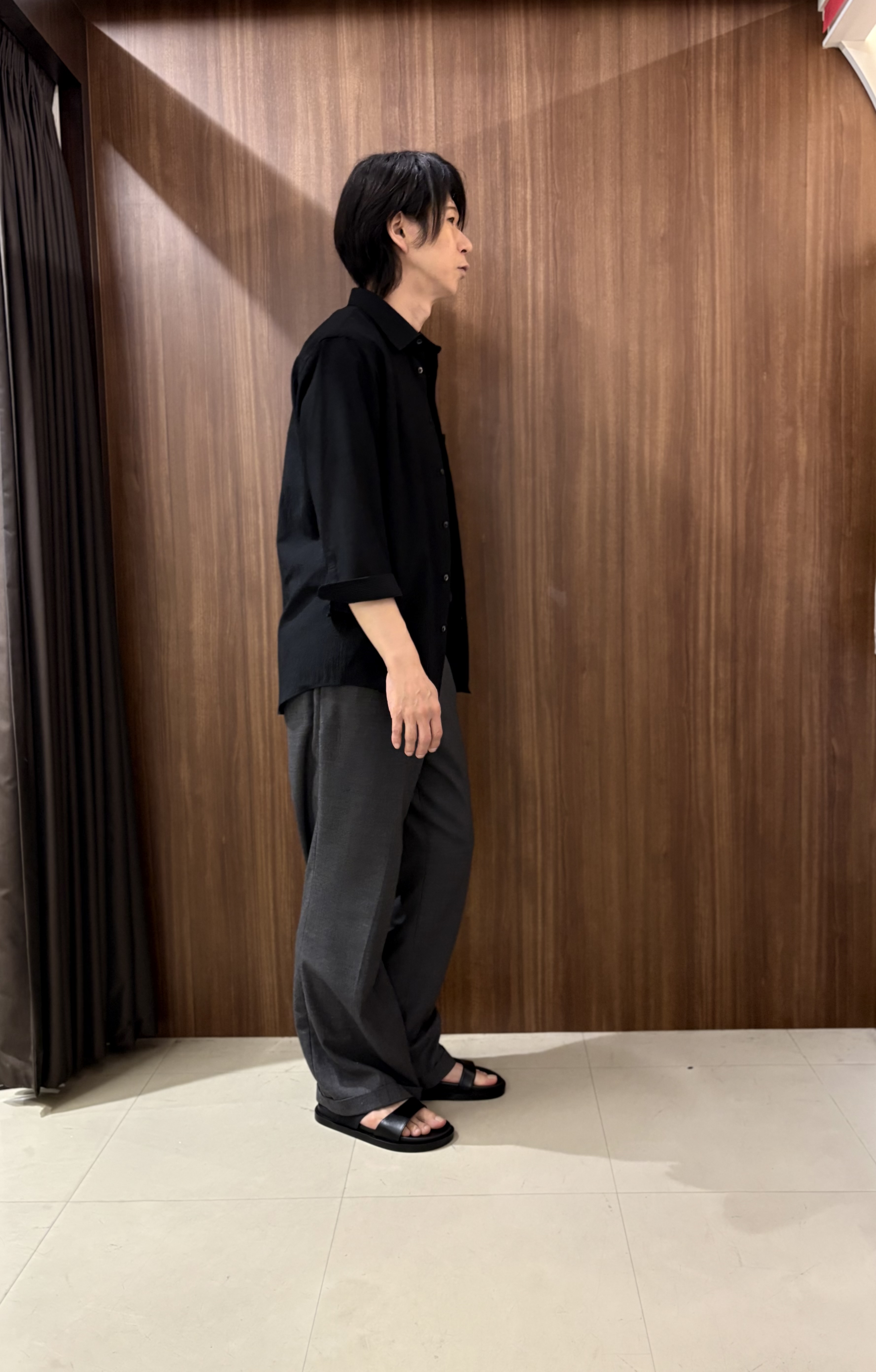 かたやまさんの「TAKEO KIKUCHI｜【通気性】トリコットサッカー 7分袖シャツ」を使ったコーディネート