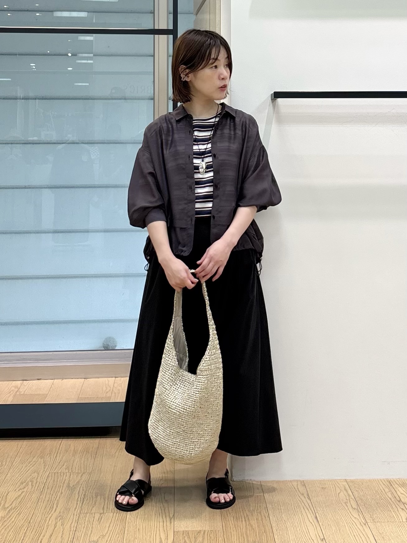 asamiさんの「INDIVI｜【ゆったり／着映え】ボーダーリラクシーTシャツ」を使ったコーディネート