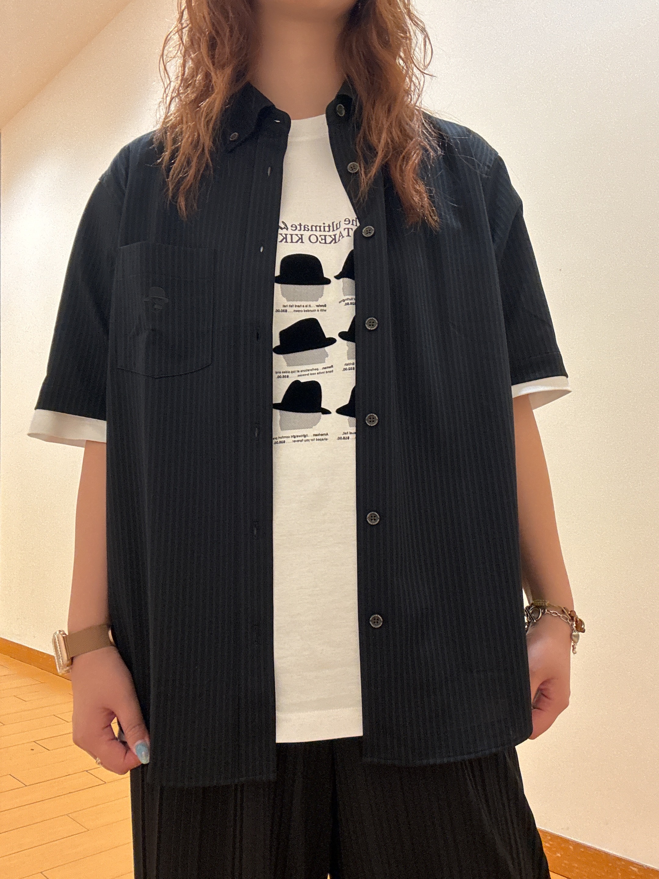 ヒナさんの「TAKEO KIKUCHI｜【BOWLER HAT LABEL】クールデオドラントジャージ ハットスタイルス 半袖Tシャツ」を使ったコーディネート