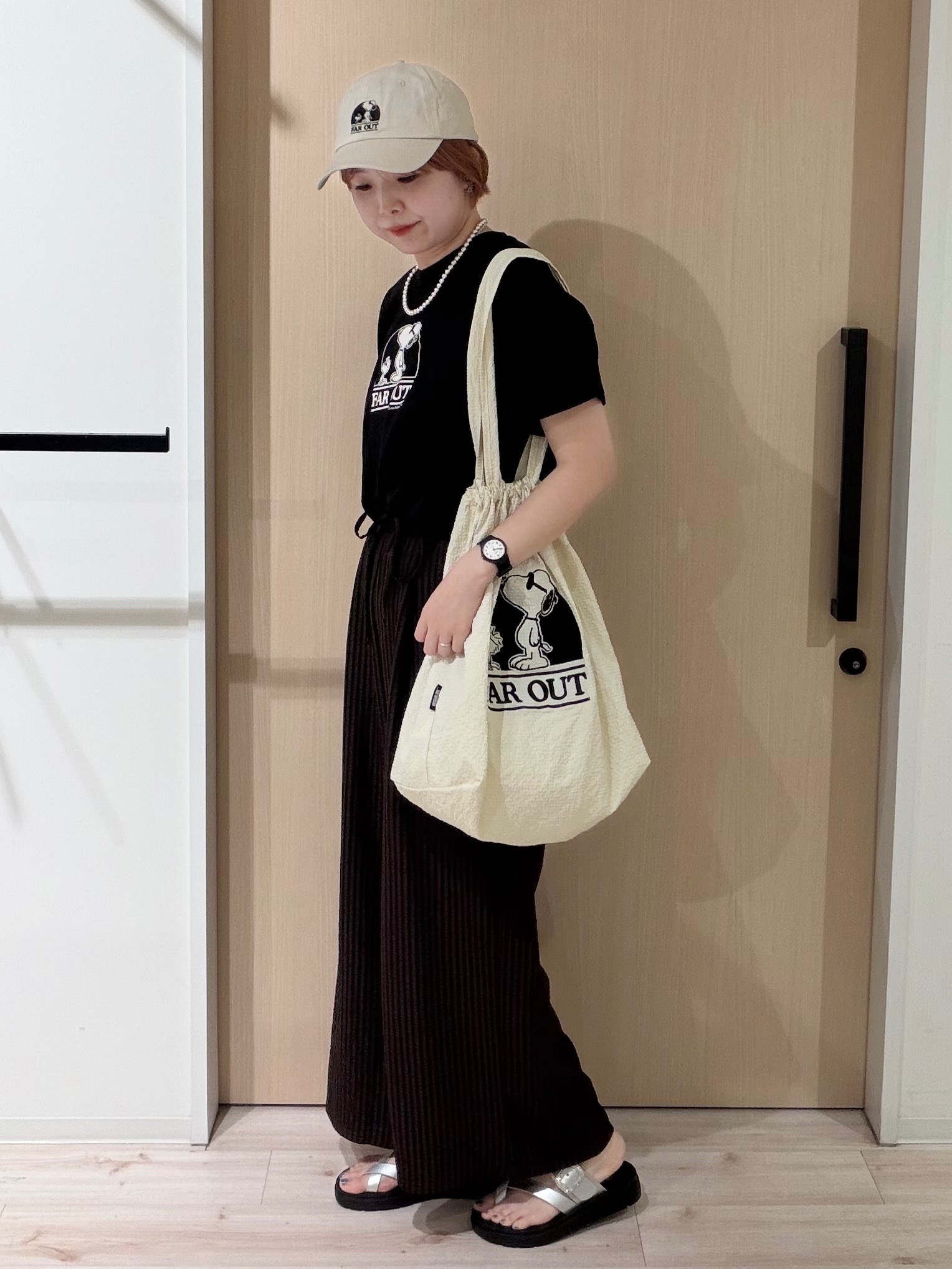 ひらしーさんの「SHOO･LA･RUE｜【PEANUTS】ひんやりプリントTシャツ」を使ったコーディネート