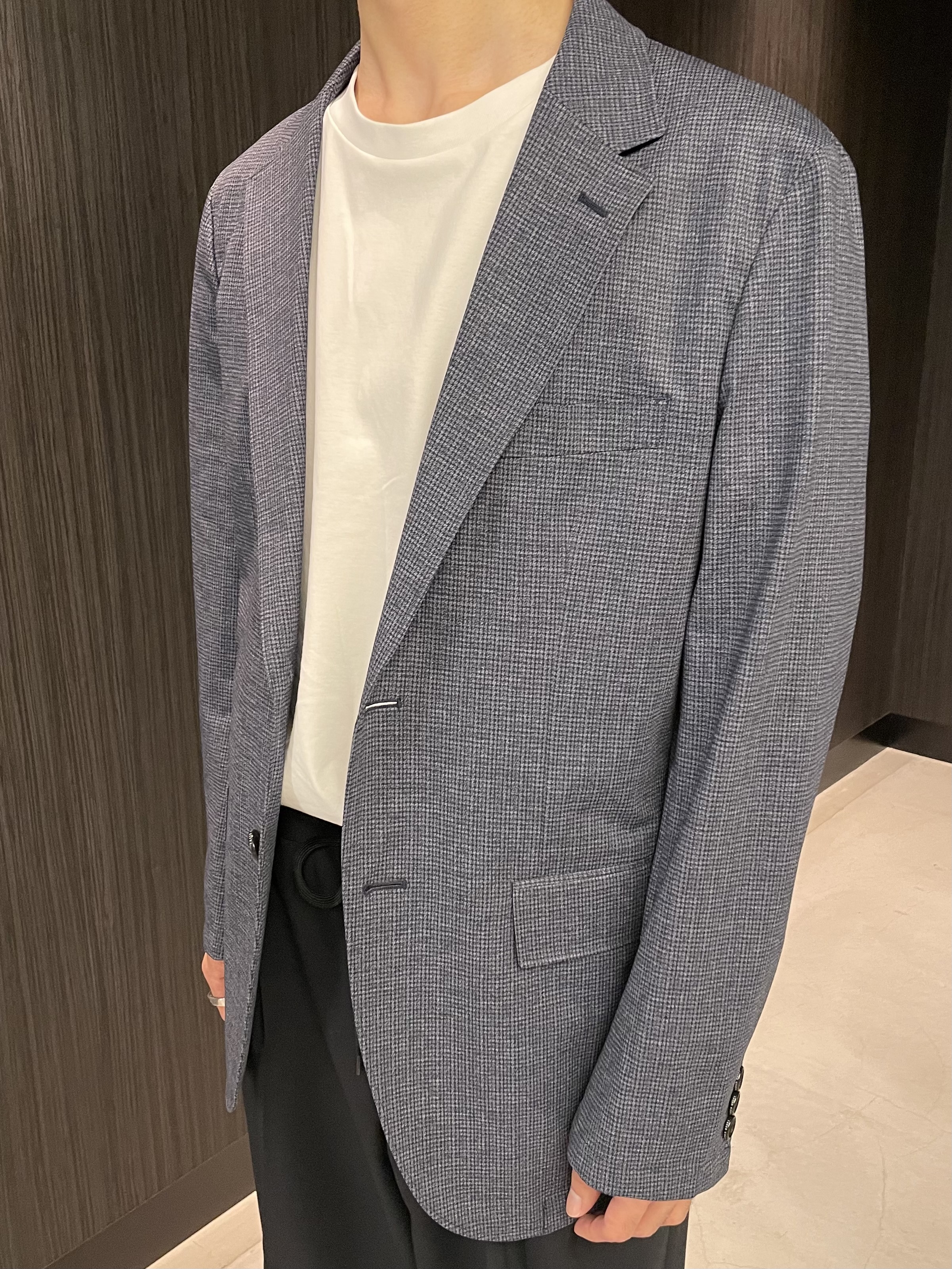 Okdさんの「TAKEO KIKUCHI｜【通気性】ジャージ千鳥柄 ジャケット」を使ったコーディネート