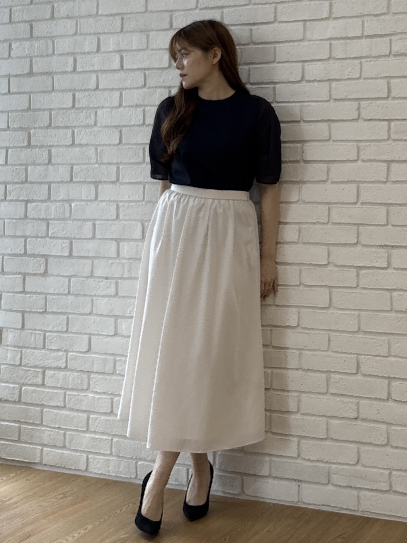 sayaさんの「COUP DE CHANCE｜【手洗い可／日本製】袖シアーパフスリーブ ブラウス」を使ったコーディネート