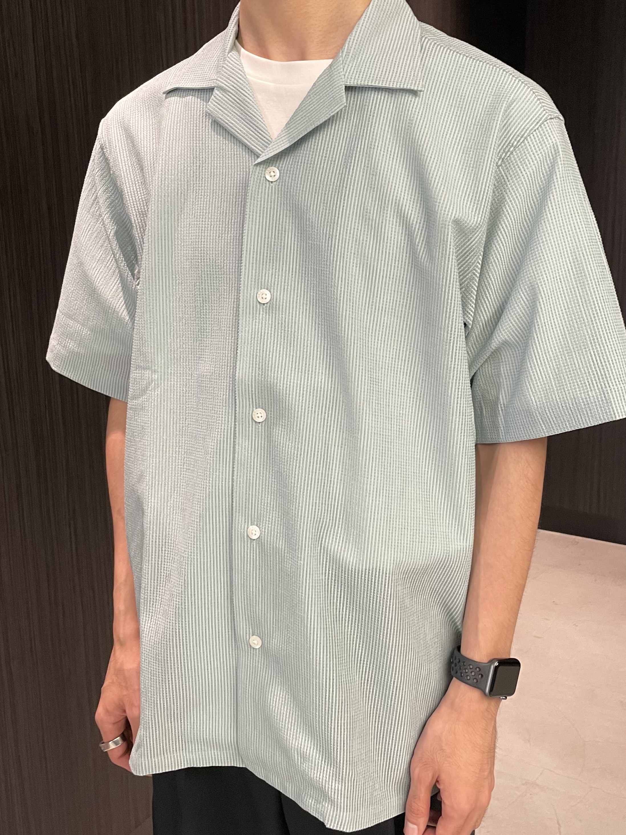 Okdさんの「TAKEO KIKUCHI｜【通気性】トリコットサッカー オープンカラー シャツ」を使ったコーディネート