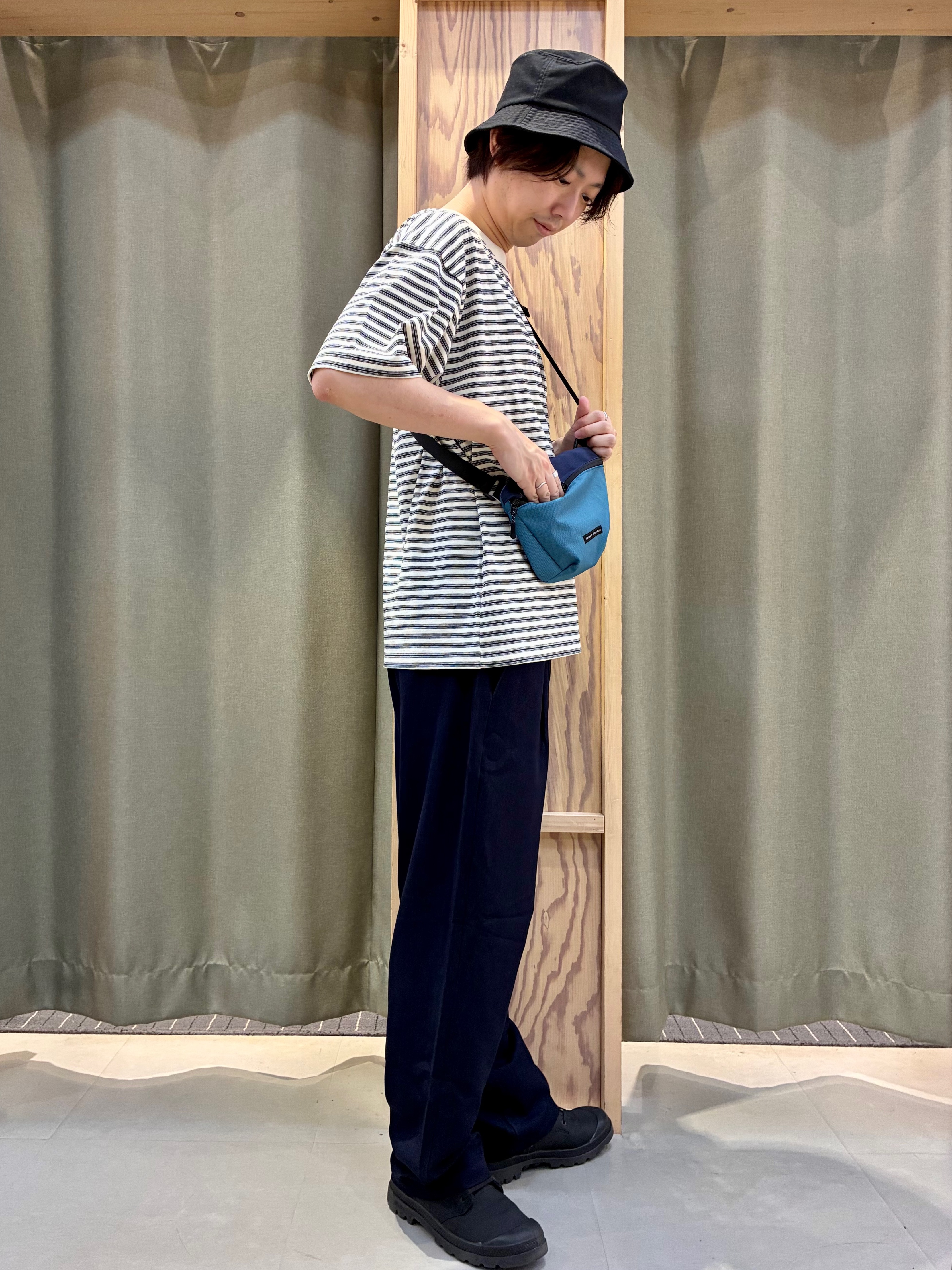yoshiさんの「THE SHOP TK｜COOLボーダー 半袖Tシャツ 接触冷感／洗濯機OK」を使ったコーディネート