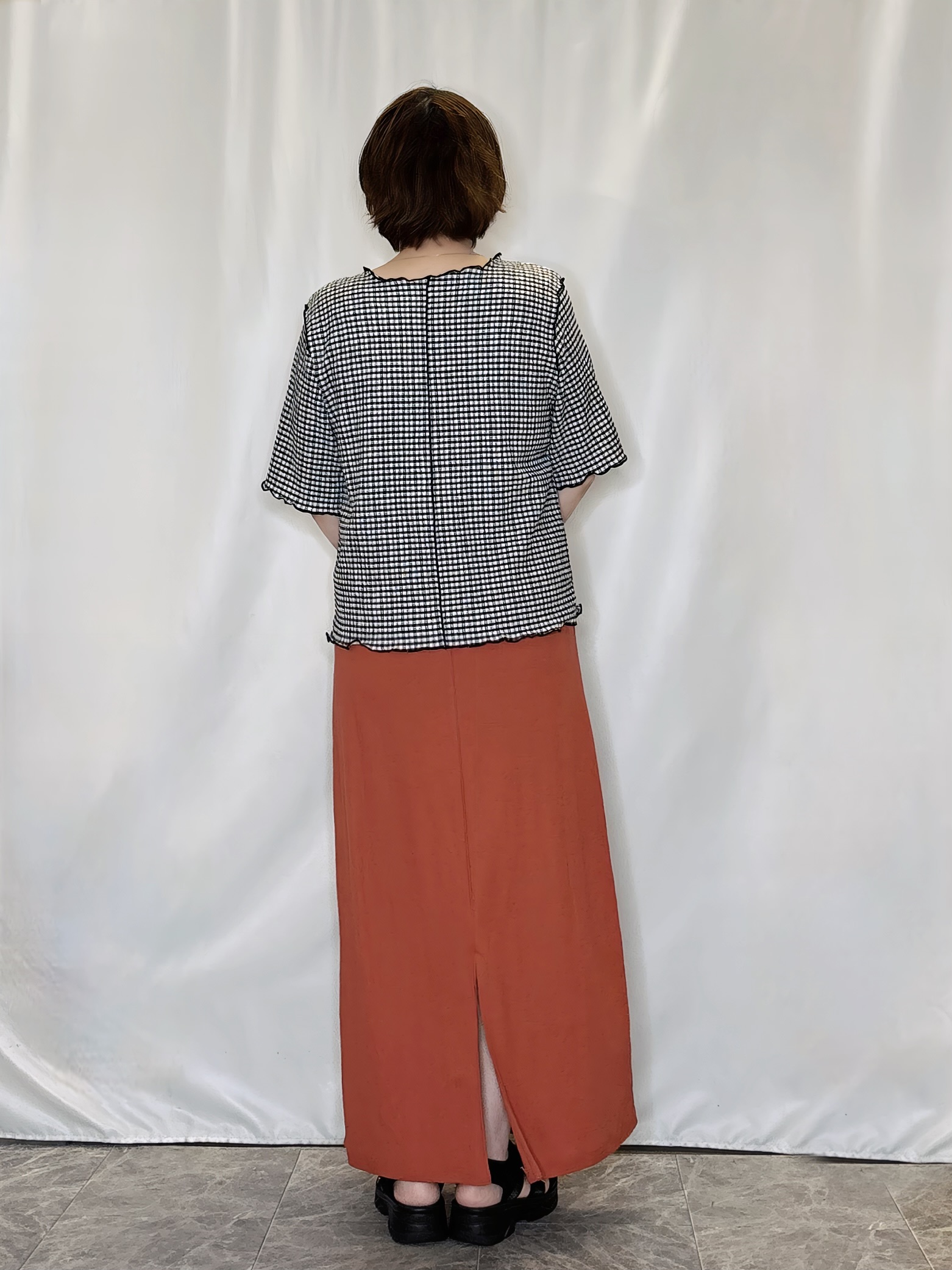 たみさんの「SHOO･LA･RUE｜カット楊柳ギンガムメローT」を使ったコーディネート