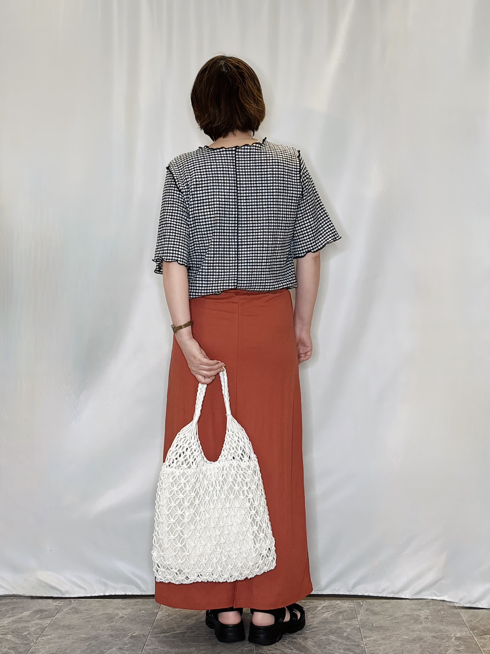 たみさんの「SHOO･LA･RUE｜カット楊柳ギンガムメローT」を使ったコーディネート