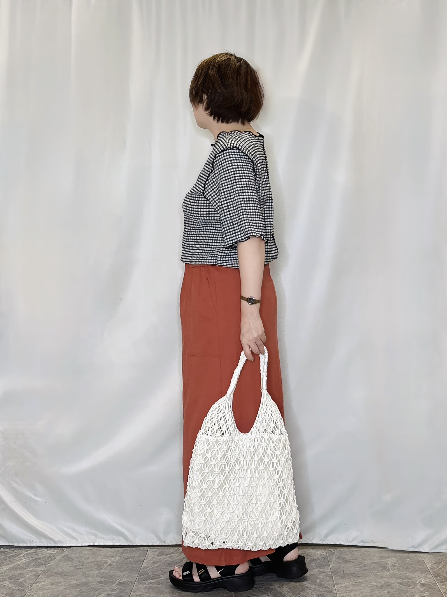 たみさんの「SHOO･LA･RUE｜カット楊柳ギンガムメローT」を使ったコーディネート