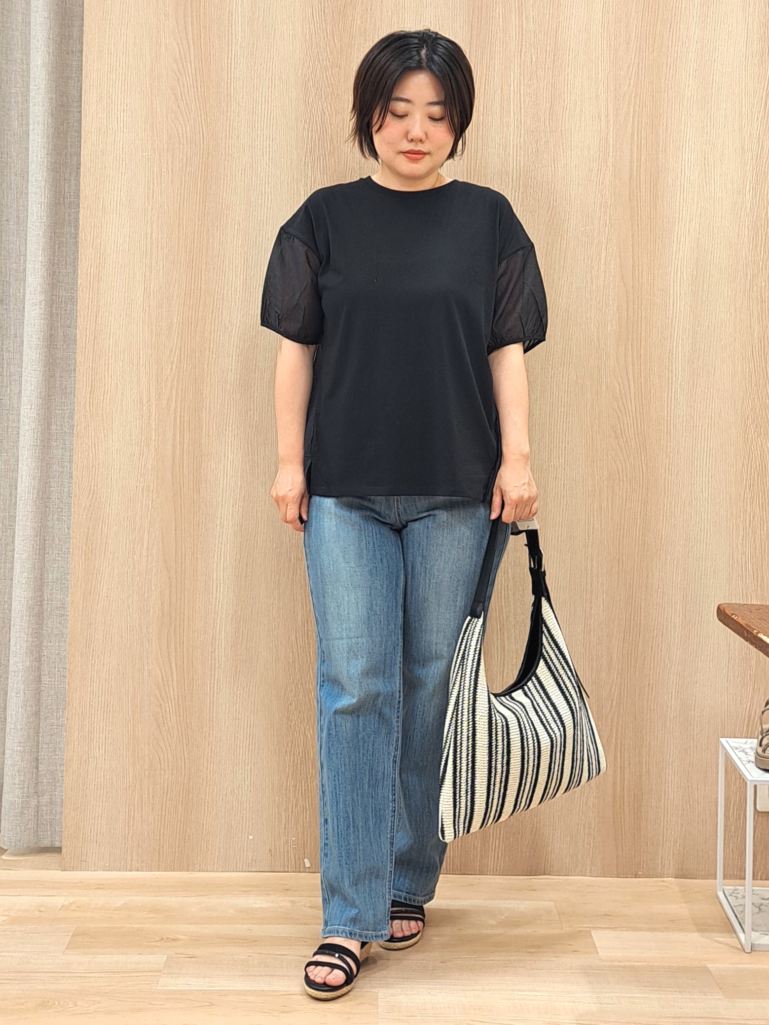 ふるさんの「grove｜【貴島明日香さん着用/UVカット】体型カバー叶う、バックプリーツTシャツ」を使ったコーディネート