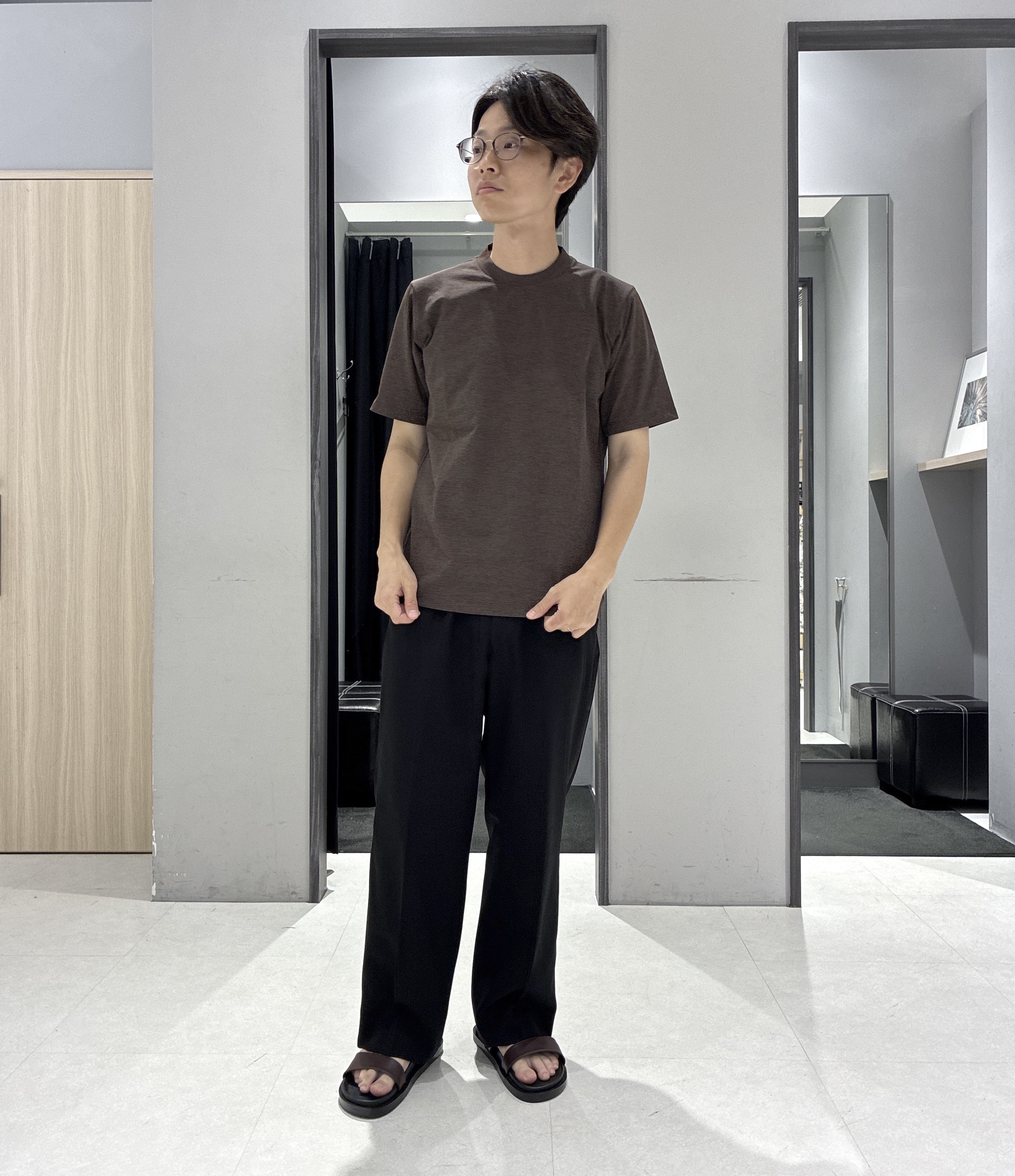 わいずみさんの「TAKEO KIKUCHI｜【通気性】トリコットサッカー オープンカラー シャツ」を使ったコーディネート
