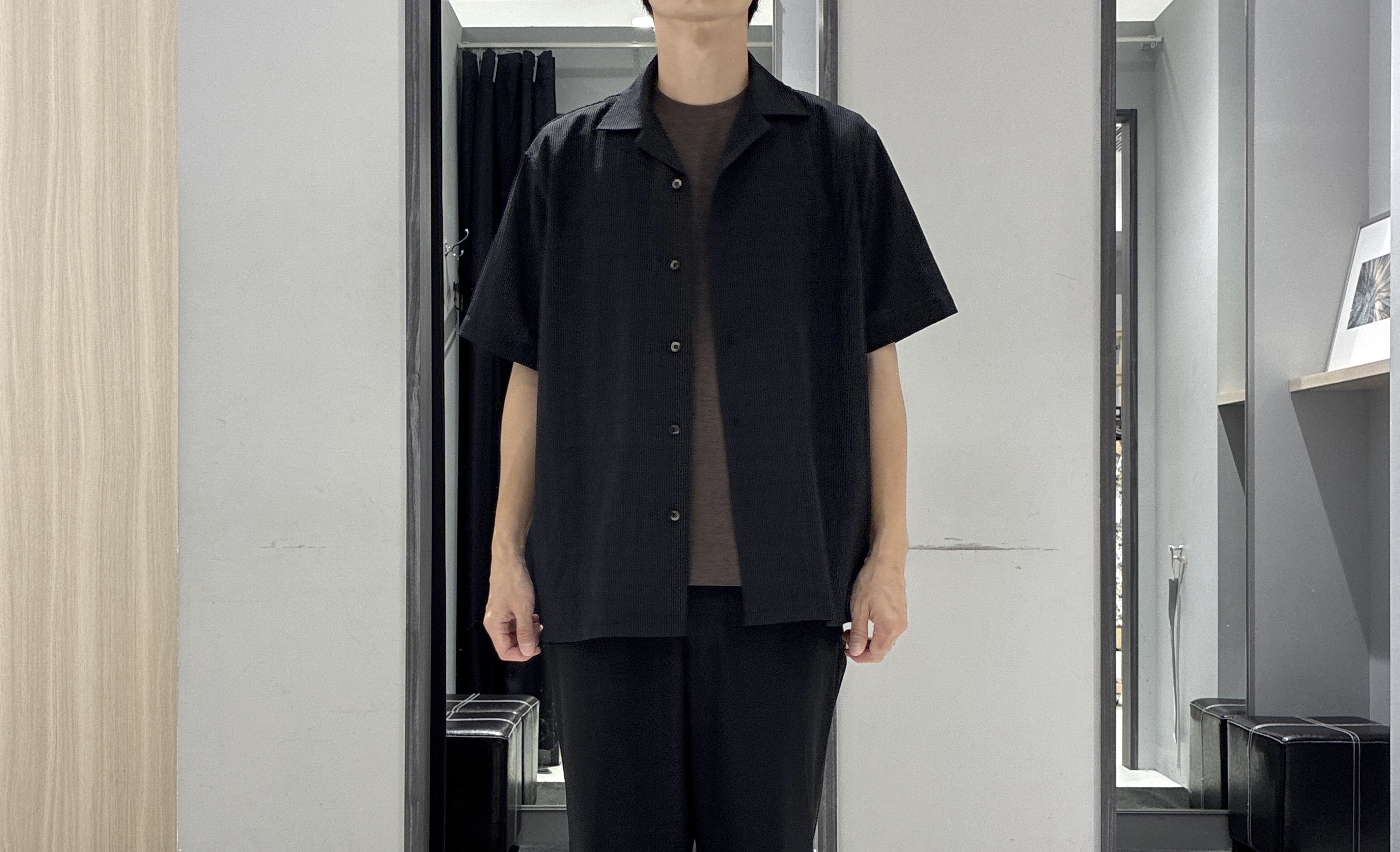 わいずみさんの「TAKEO KIKUCHI｜【通気性】トリコットサッカー オープンカラー シャツ」を使ったコーディネート