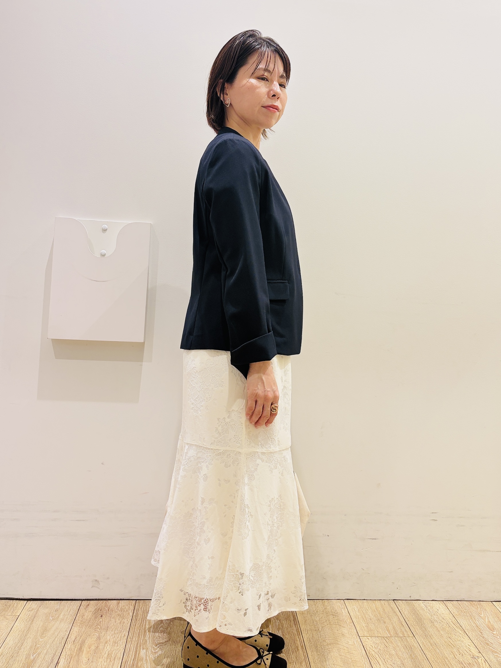 YUKOさんの「index｜【接触冷感／吸水速乾】ノーカラージャケット／セットアップ対応可《洗える／防シワ／ストレッチ》」を使ったコーディネート