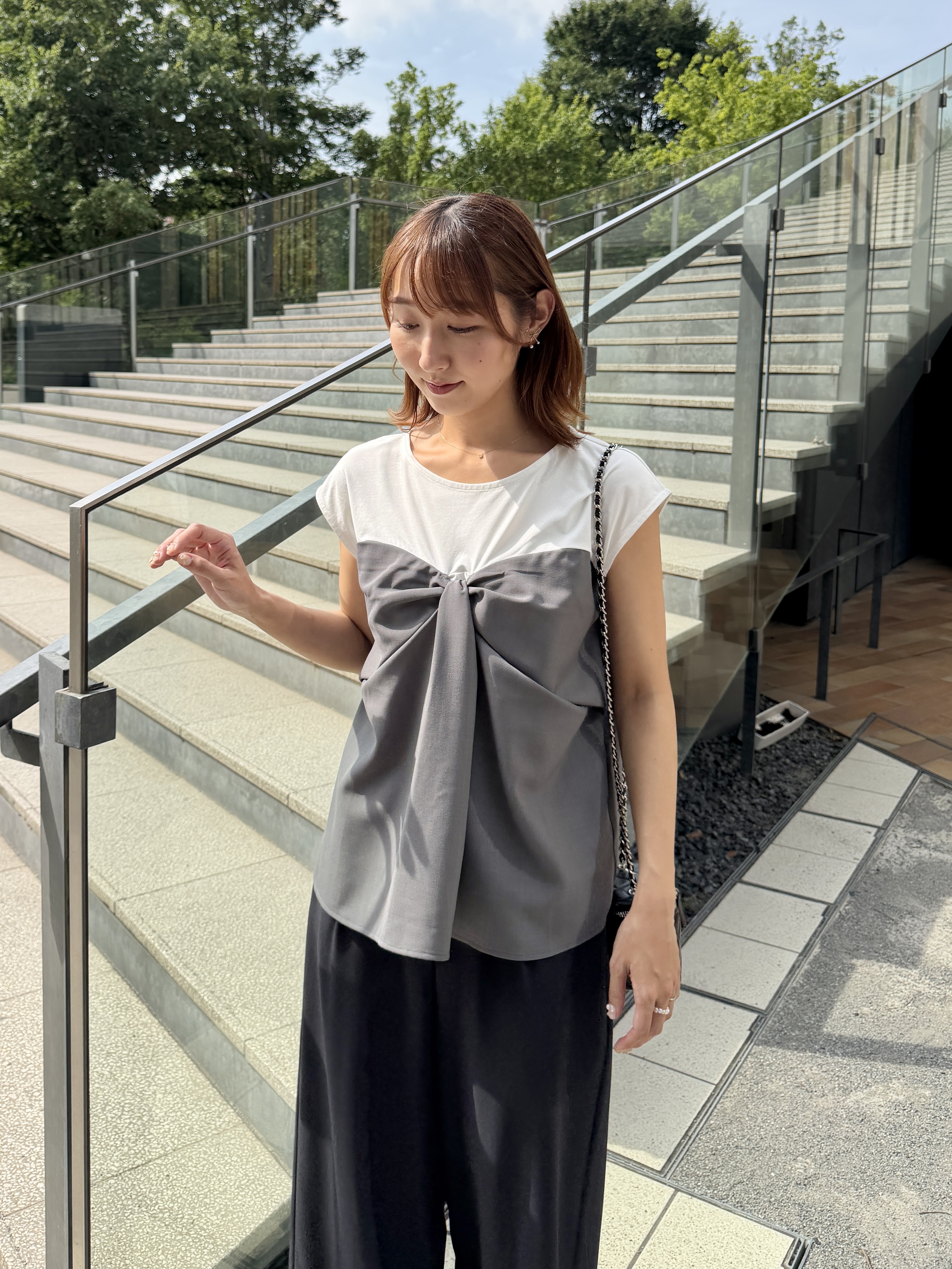 みぃさんの「Couture brooch｜【接触冷感・UVカット・洗える】リボンベア ドッキングトップス」を使ったコーディネート