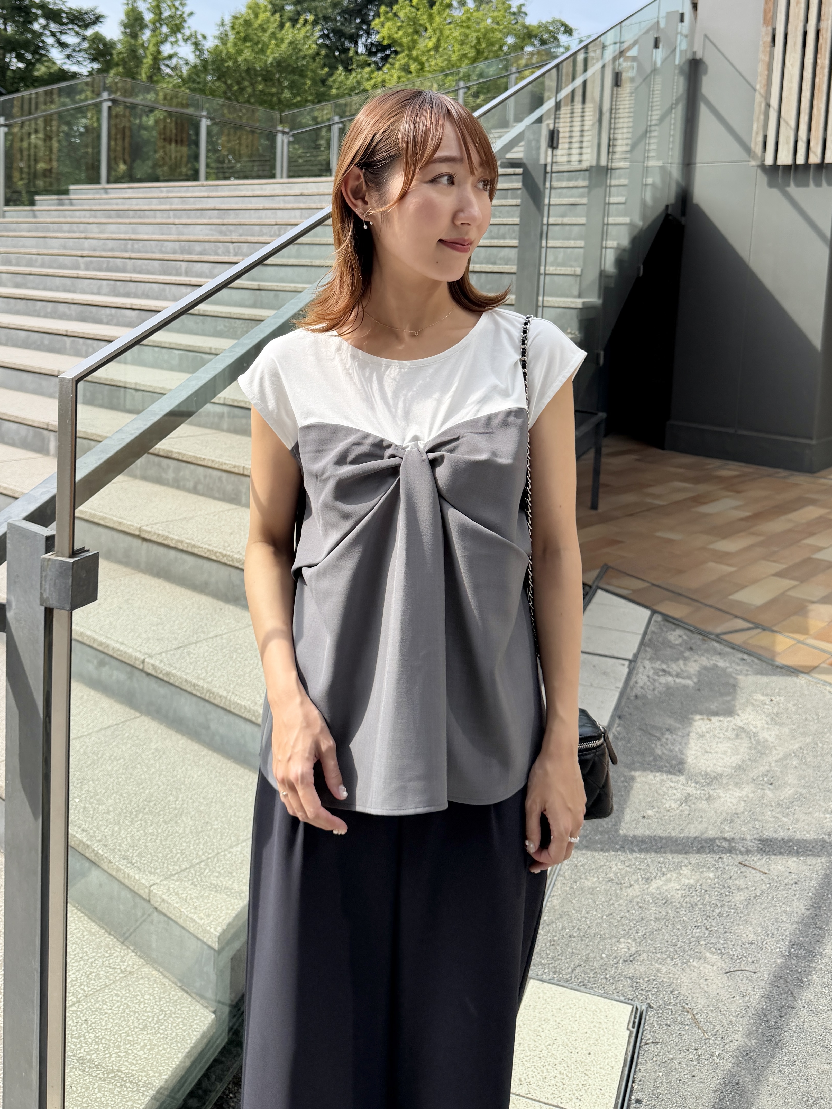 みぃさんの「Couture brooch｜【接触冷感・UVカット・洗える】リボンベア ドッキングトップス」を使ったコーディネート