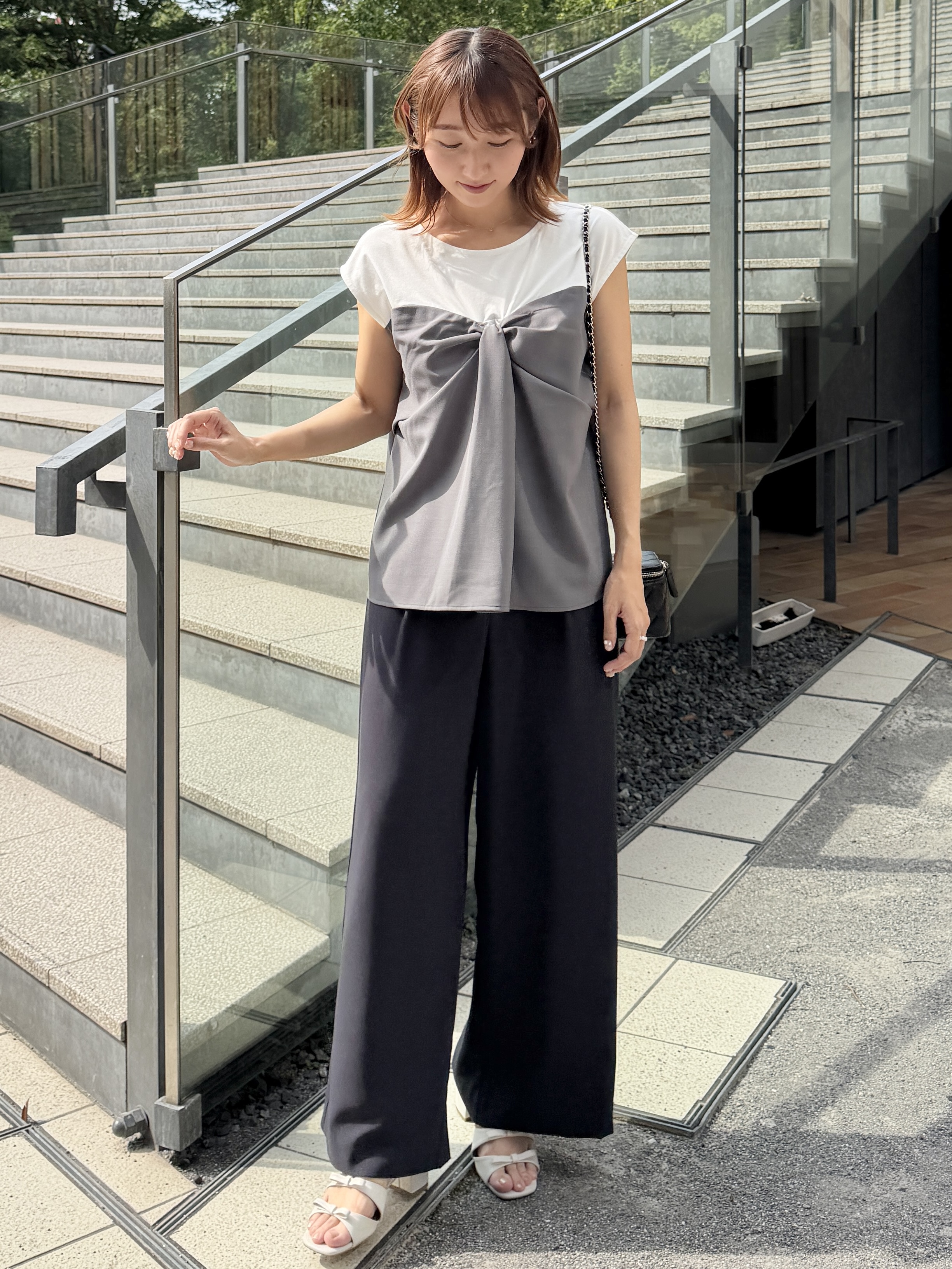 みぃさんの「Couture brooch｜【接触冷感・UVカット・洗える】リボンベア ドッキングトップス」を使ったコーディネート