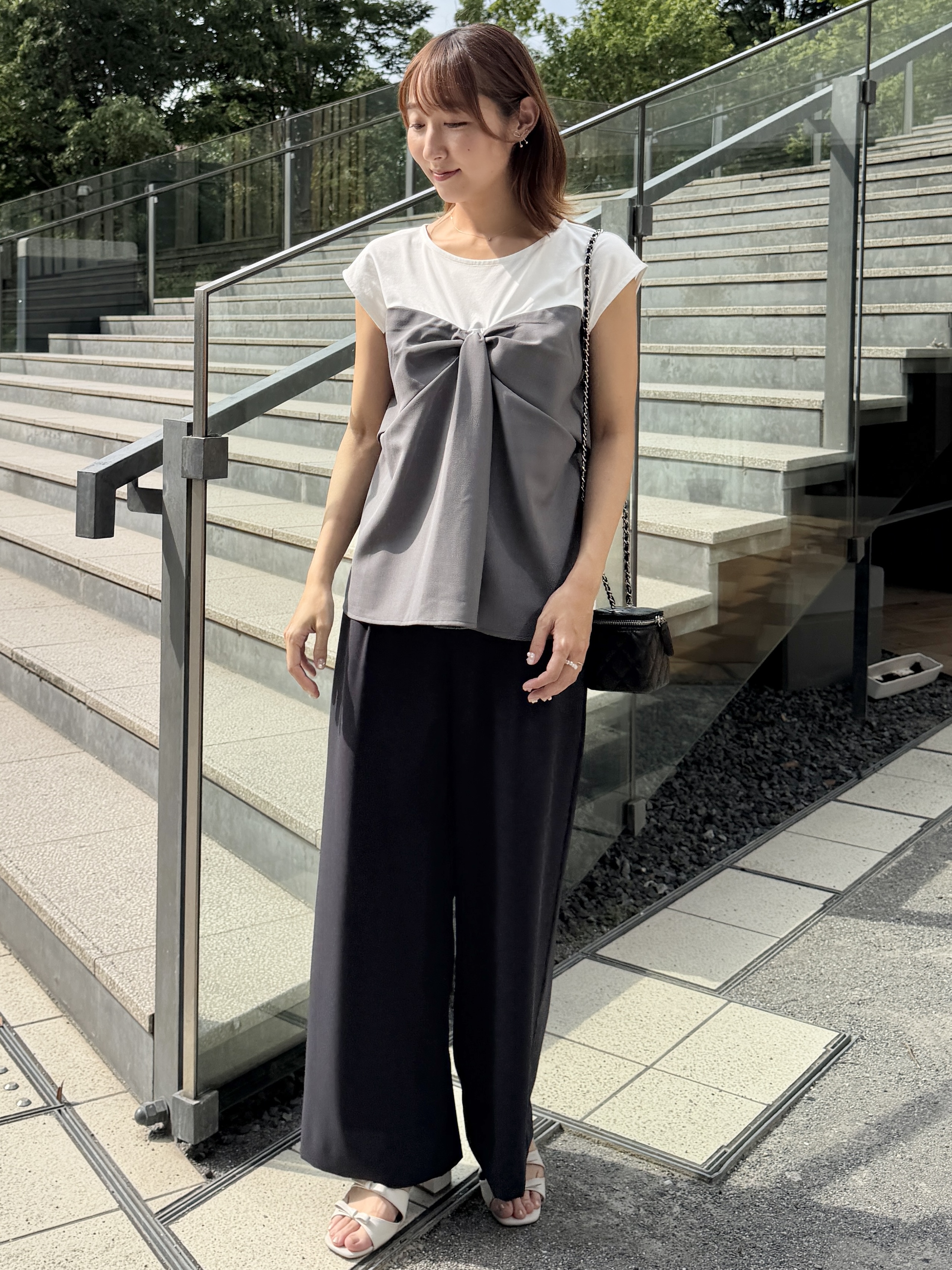 みぃさんの「Couture brooch｜【接触冷感・UVカット・洗える】リボンベア ドッキングトップス」を使ったコーディネート